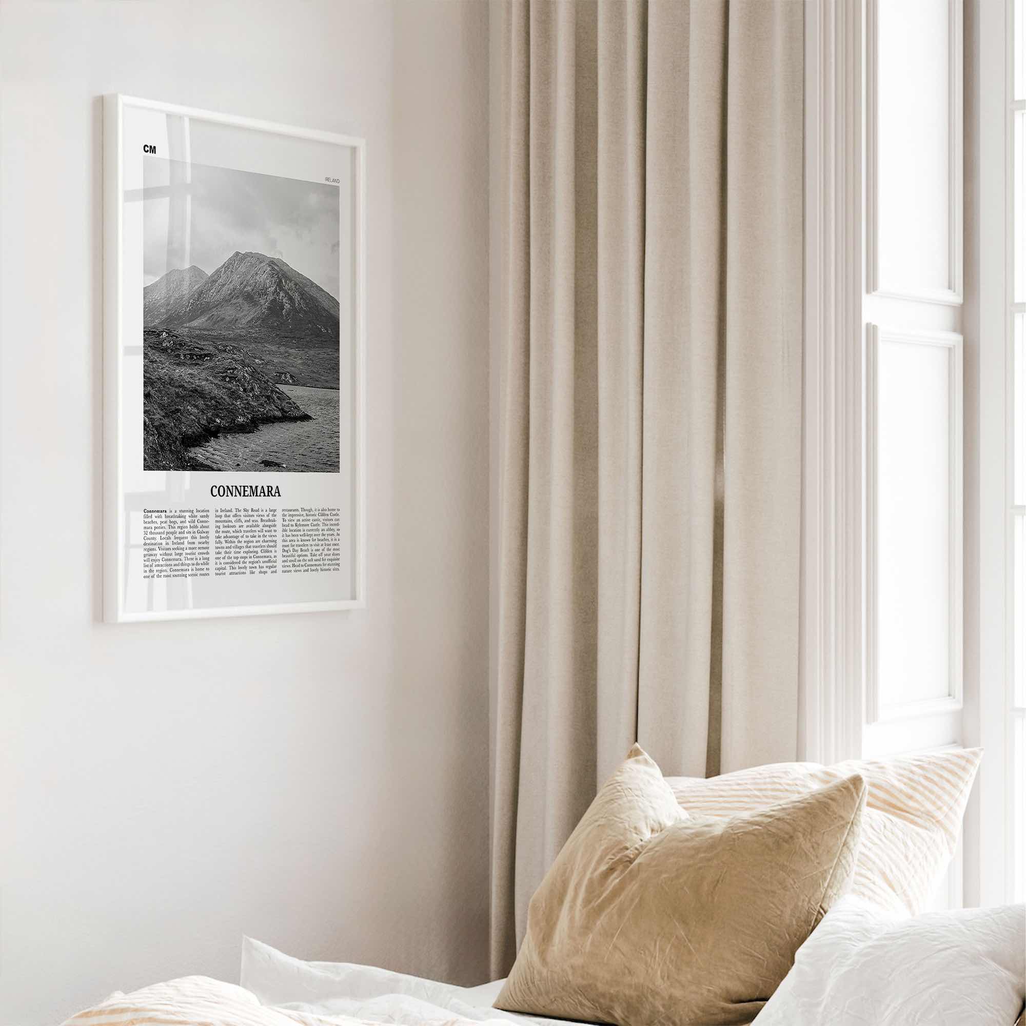 Connemara Print Black and White, Connemara Wall Art, Connemara Poster, Connemara Photo, Connemara Wall Décor, Connemara Map, Ireland