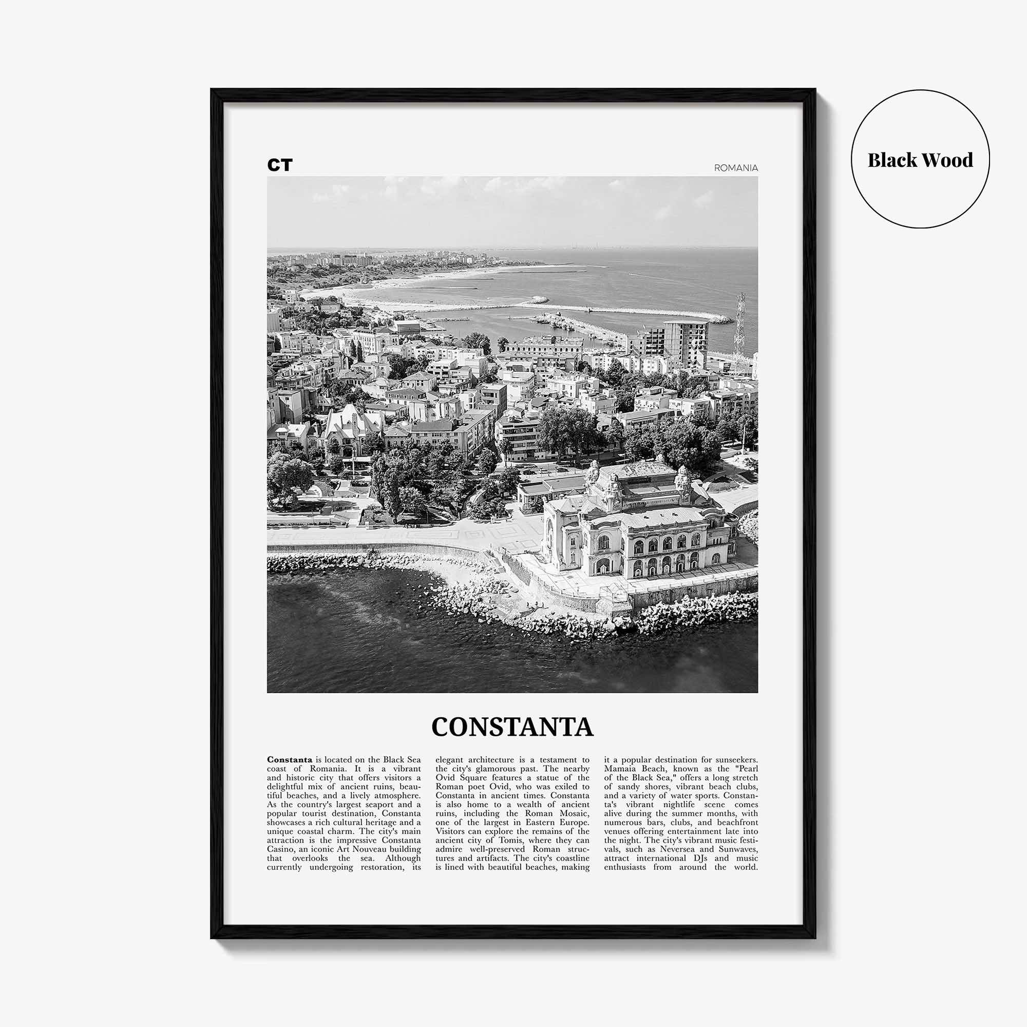 Constanta Print Black and White, Constanta Wall Art, Constanta Poster, Constanta Photo, Constanta Wall Décor, Constanta Map, Romania