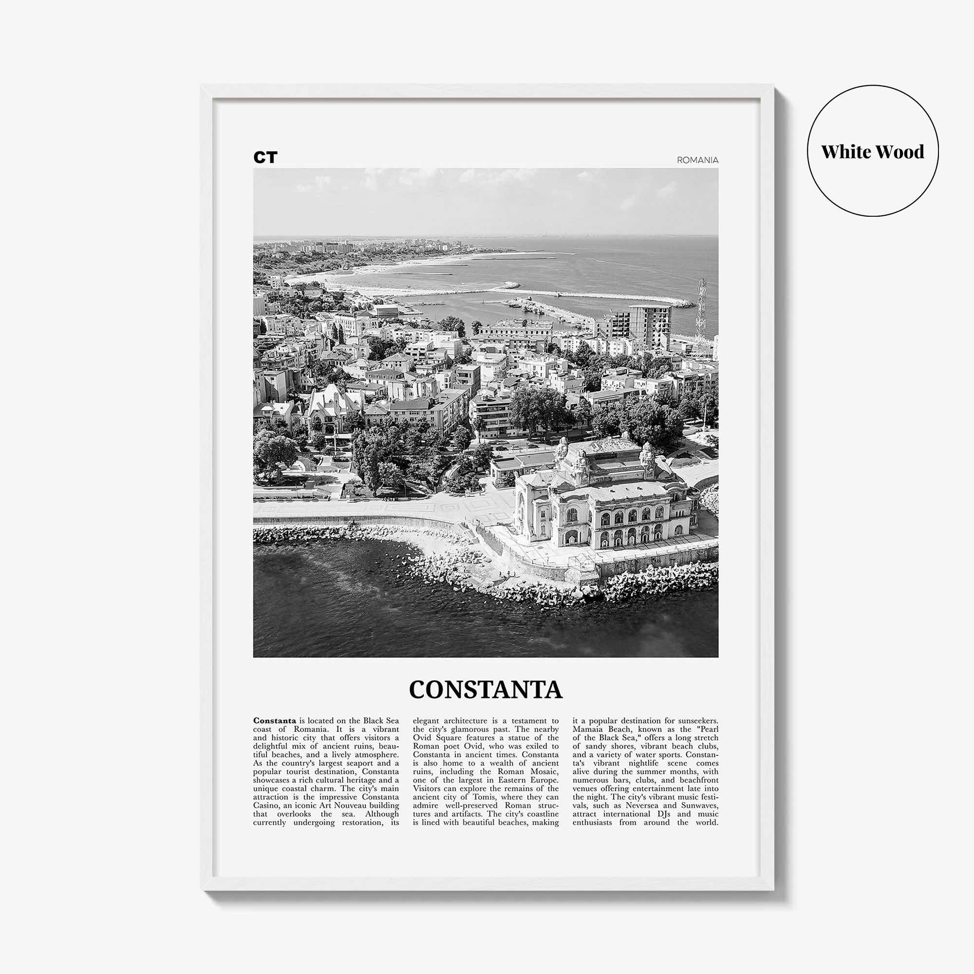 Constanta Print Black and White, Constanta Wall Art, Constanta Poster, Constanta Photo, Constanta Wall Décor, Constanta Map, Romania