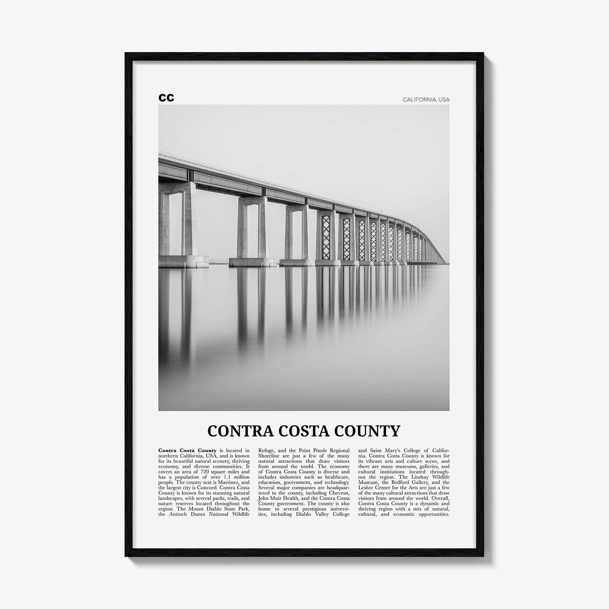 Contra Costa County Print Black and White, Contra Costa Wall Art, Contra Costa Poster, Contra Costa Photo, Contra Costa Wall Décor