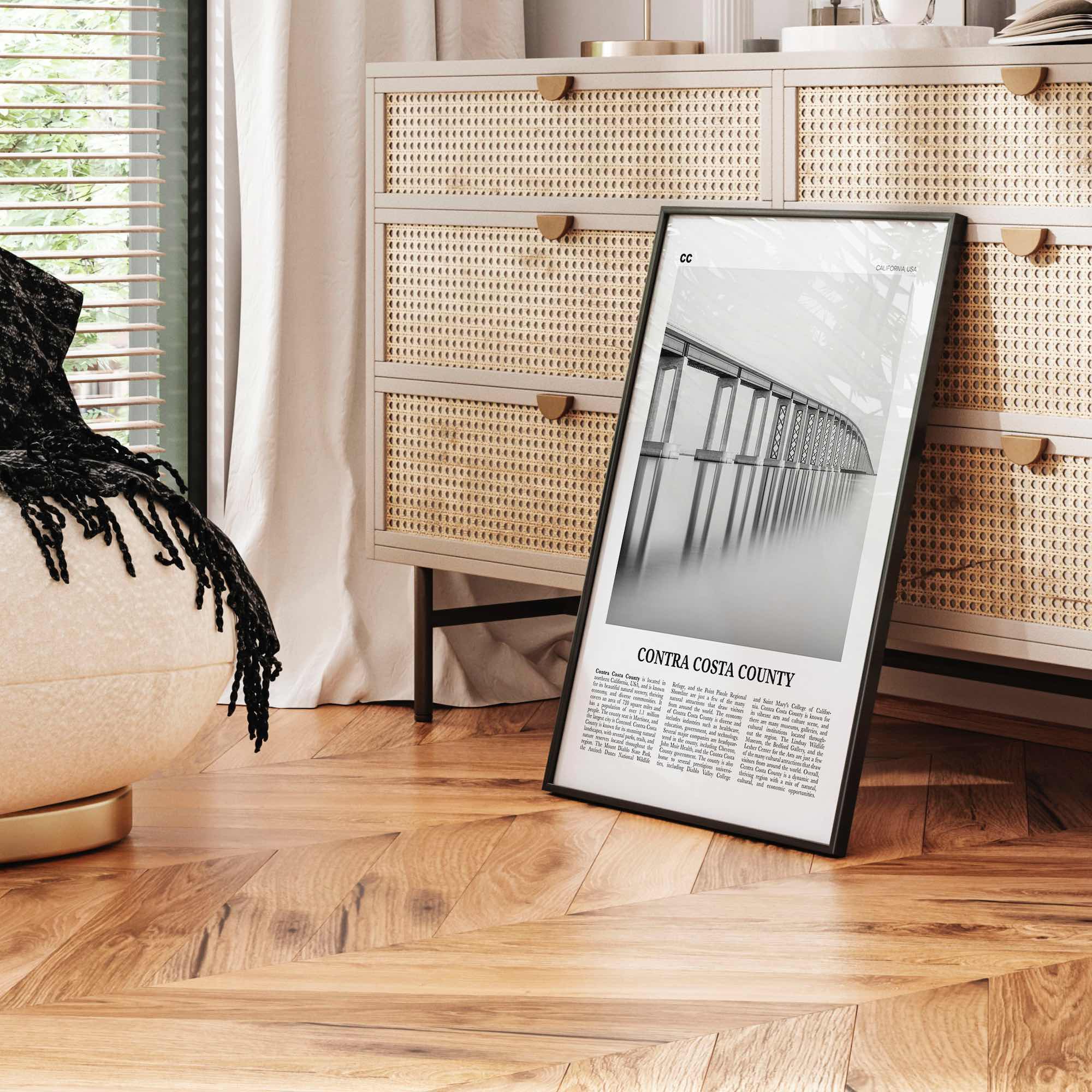 Contra Costa County Print Black and White, Contra Costa Wall Art, Contra Costa Poster, Contra Costa Photo, Contra Costa Wall Décor