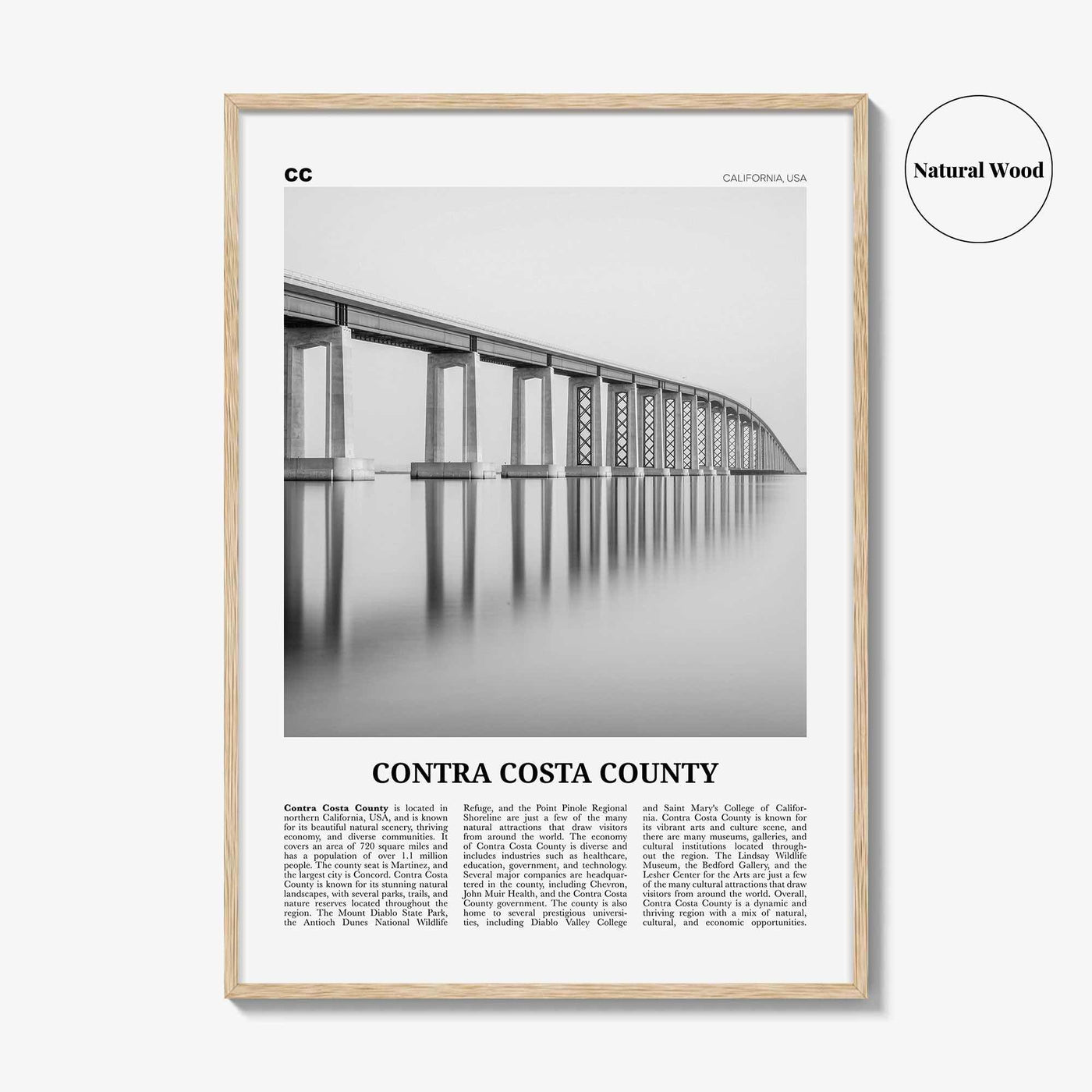 Contra Costa County Print Black and White, Contra Costa Wall Art, Contra Costa Poster, Contra Costa Photo, Contra Costa Wall Décor
