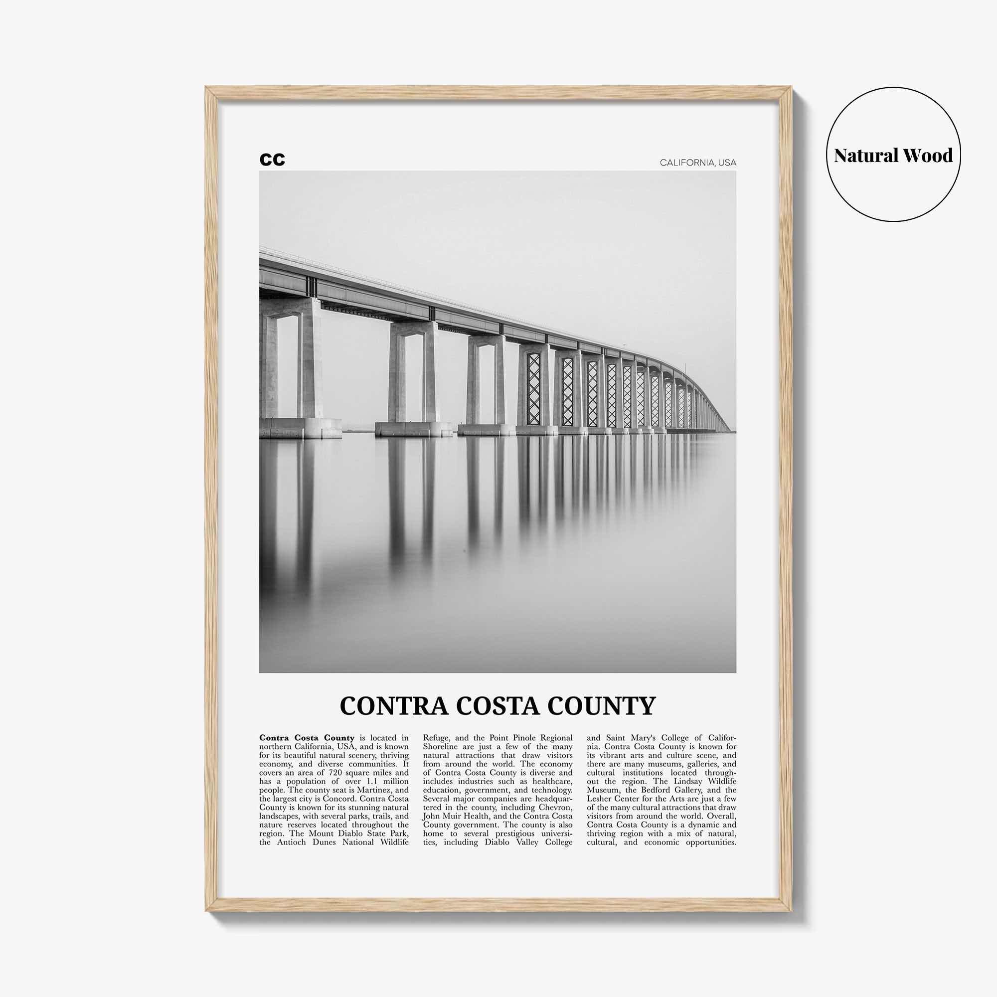 Contra Costa County Print Black and White, Contra Costa Wall Art, Contra Costa Poster, Contra Costa Photo, Contra Costa Wall Décor