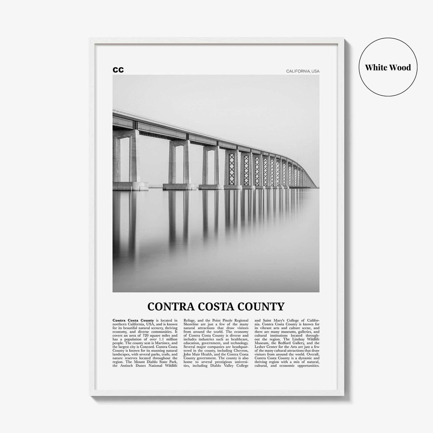 Contra Costa County Print Black and White, Contra Costa Wall Art, Contra Costa Poster, Contra Costa Photo, Contra Costa Wall Décor