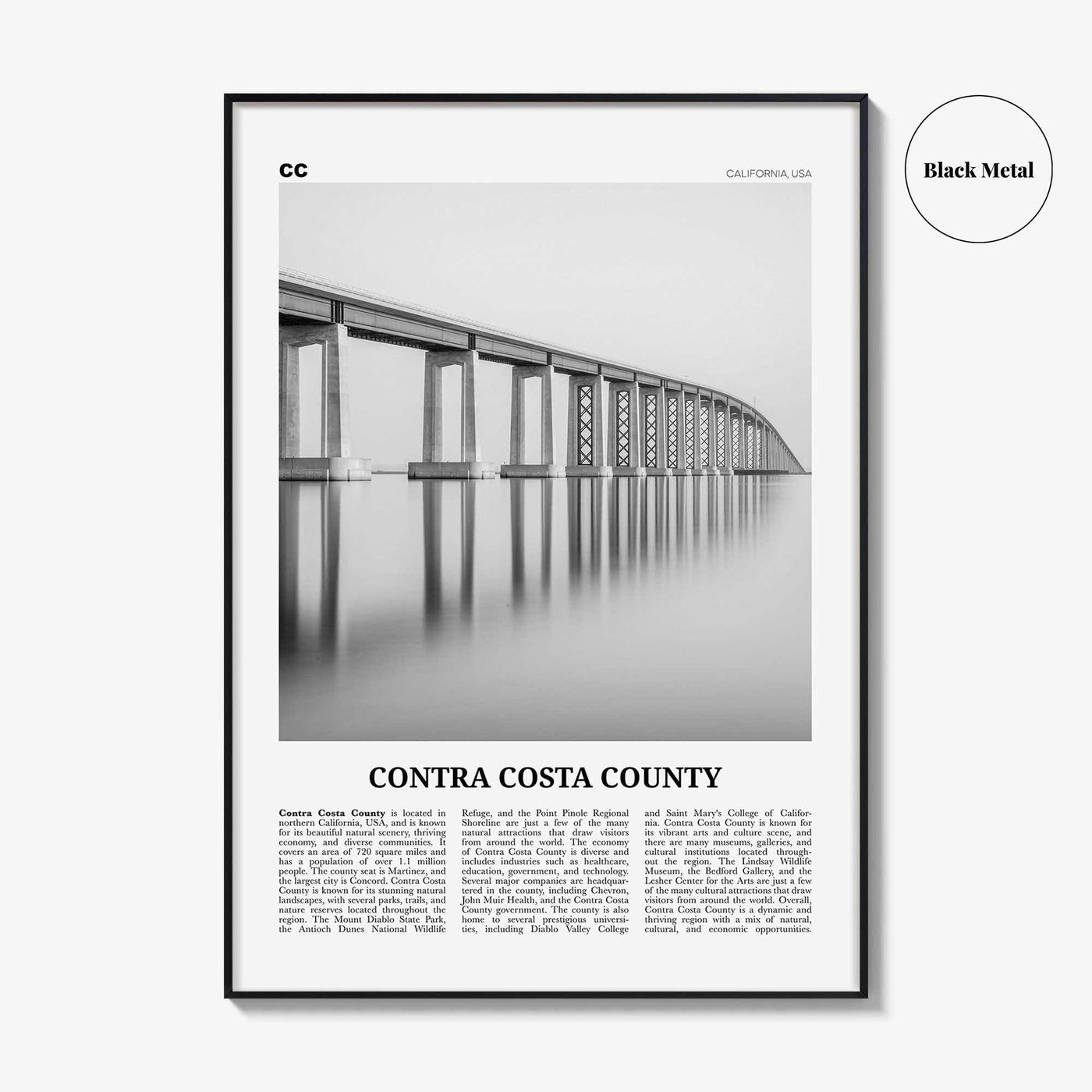 Contra Costa County Print Black and White, Contra Costa Wall Art, Contra Costa Poster, Contra Costa Photo, Contra Costa Wall Décor