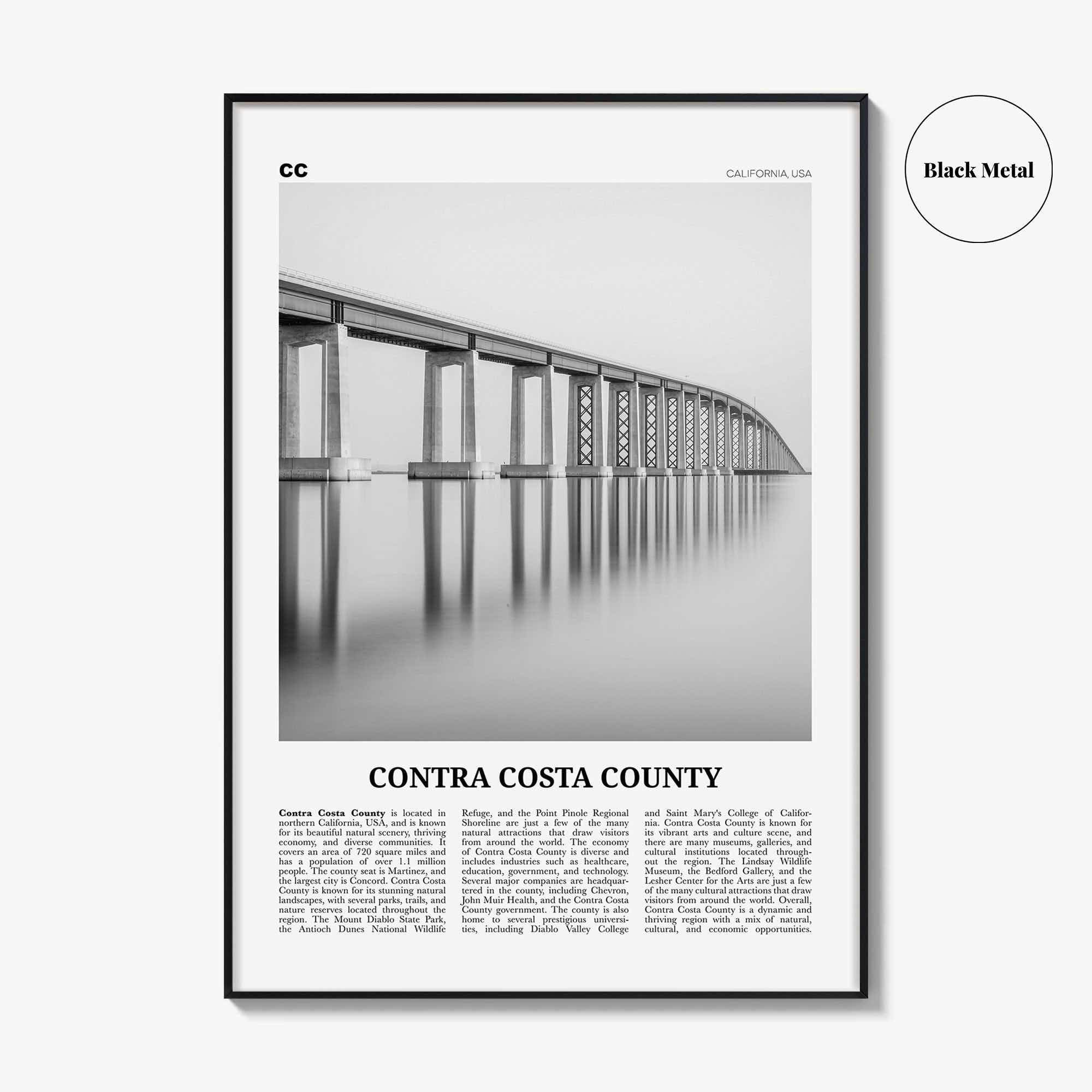 Contra Costa County Print Black and White, Contra Costa Wall Art, Contra Costa Poster, Contra Costa Photo, Contra Costa Wall Décor