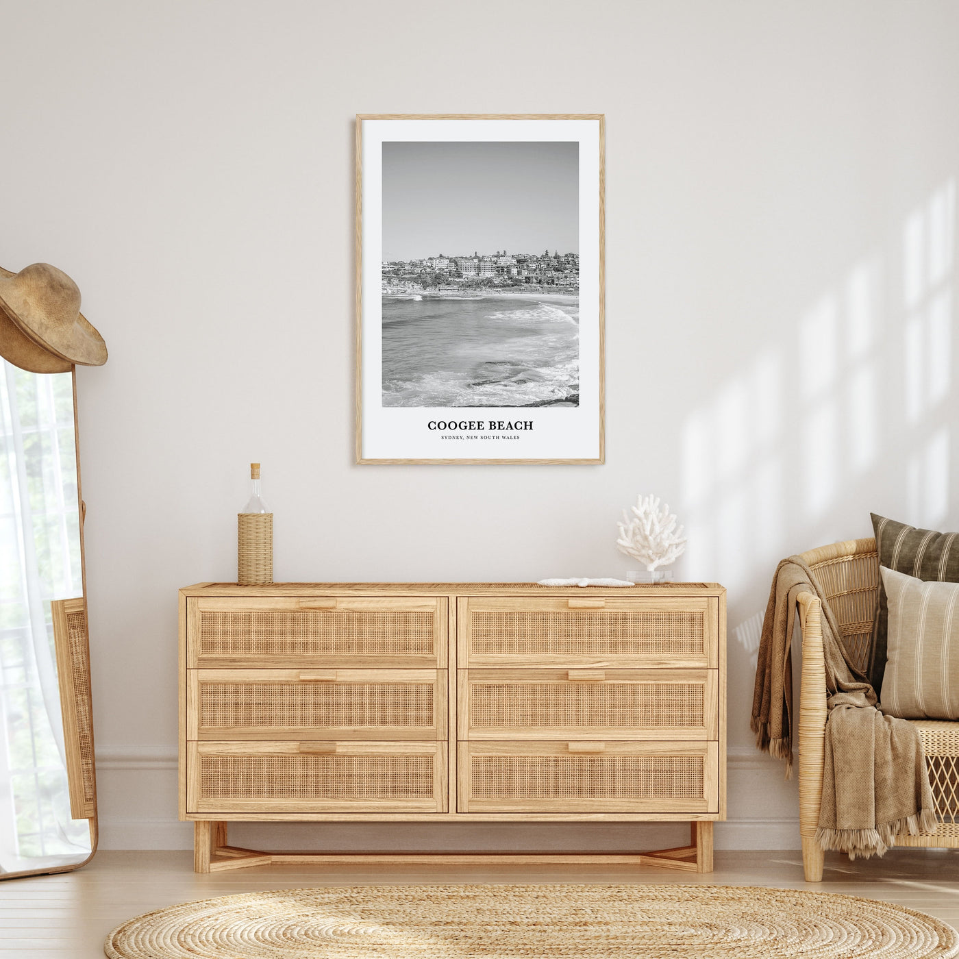 Coogee Beach Portrait B&W Poster