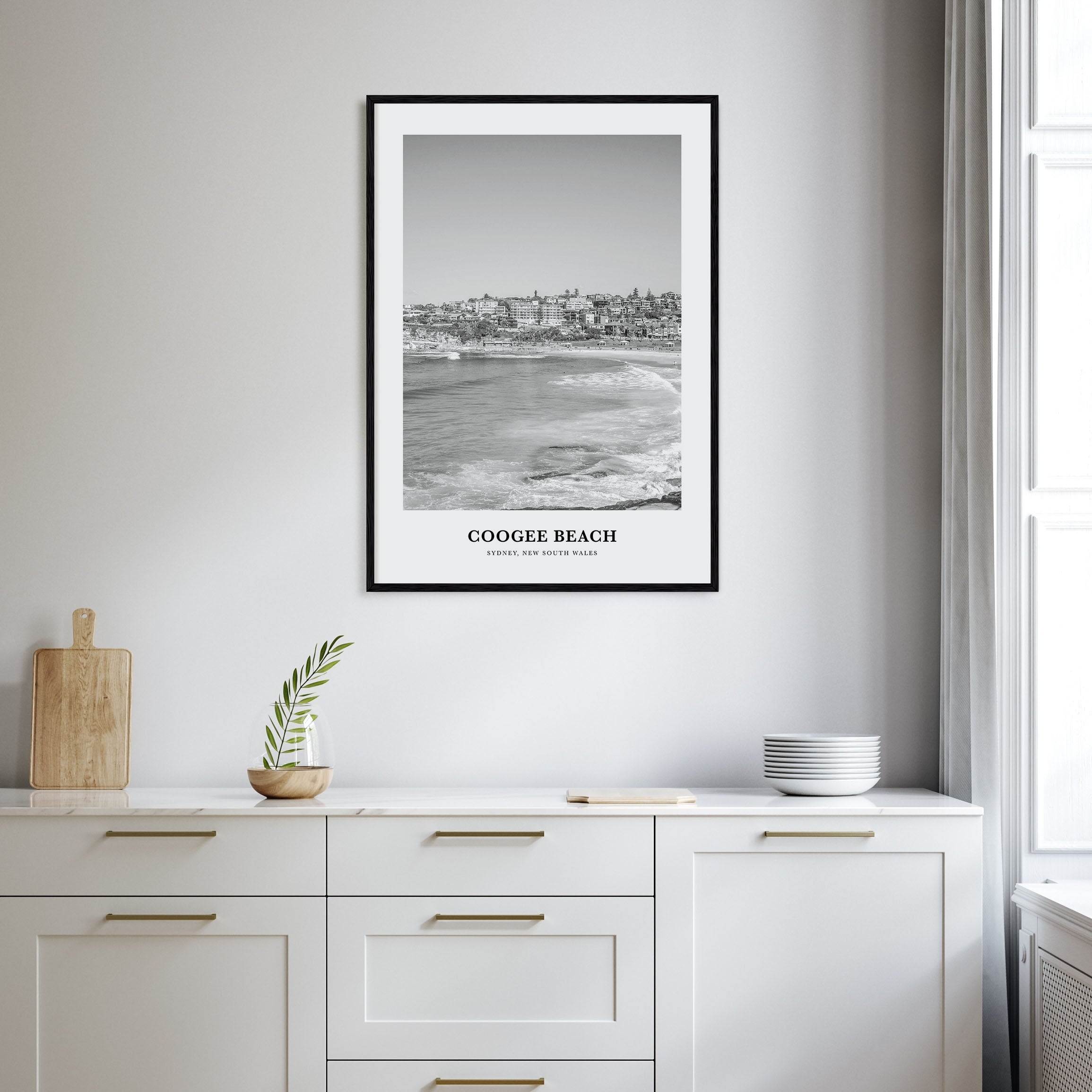 Coogee Beach Portrait B&W Poster