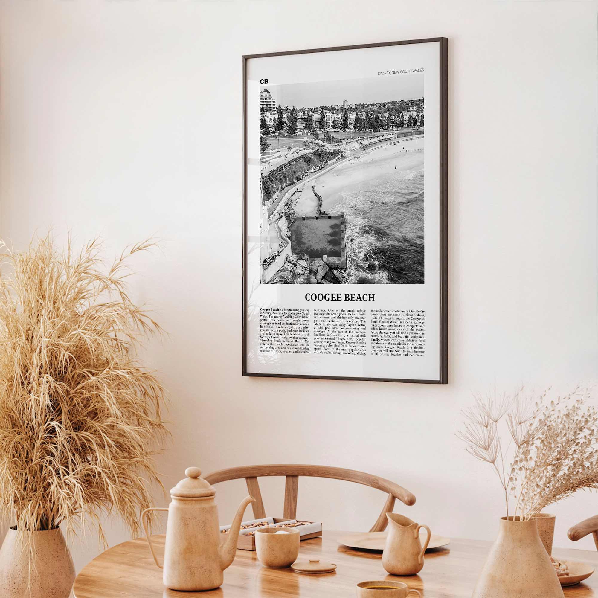 Coogee Beach Print Black and White No 1, Coogee Beach Wall Art, Coogee Beach Poster, Coogee Beach Photo, New South Wales, Australia