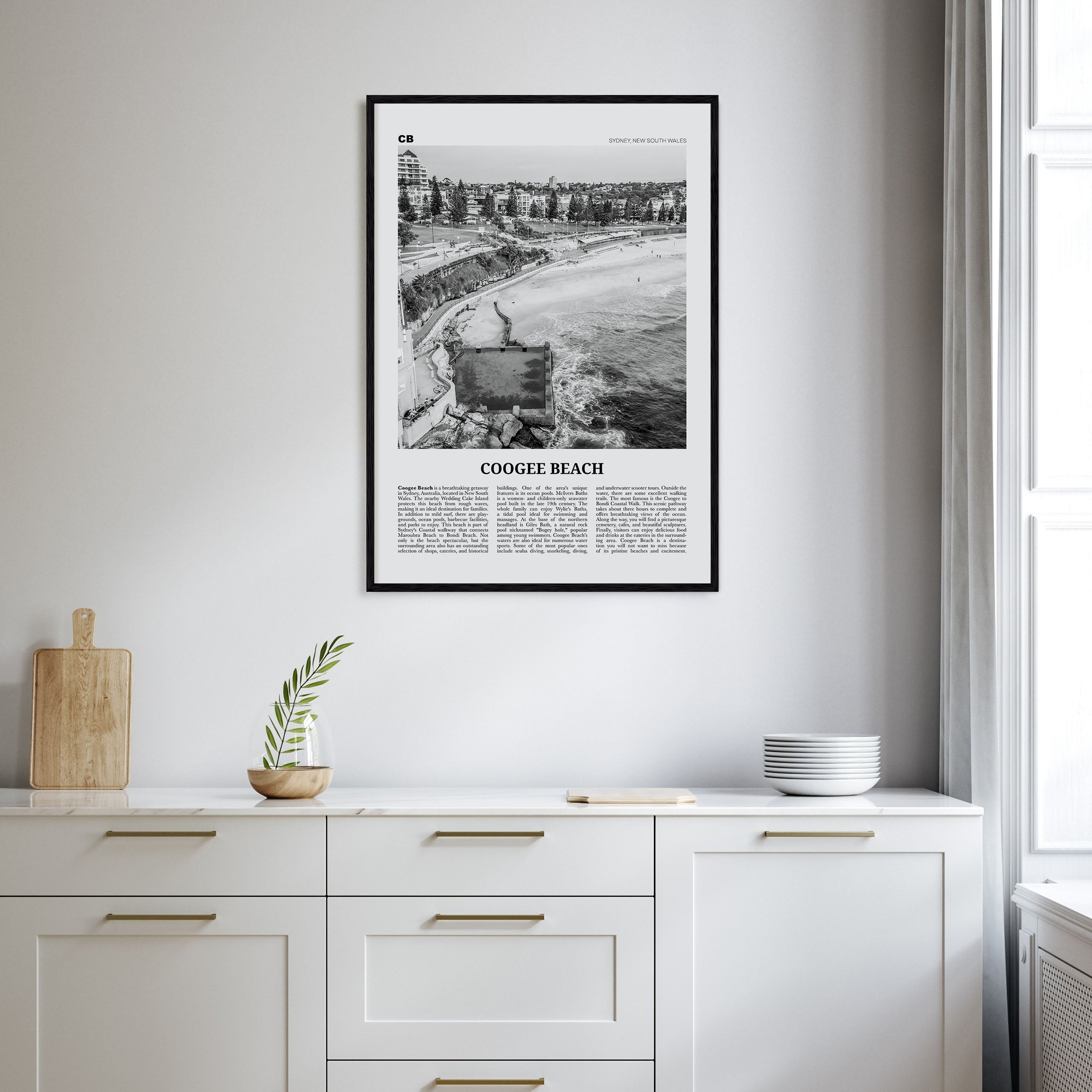 Coogee Beach Travel B&W No 1 Poster