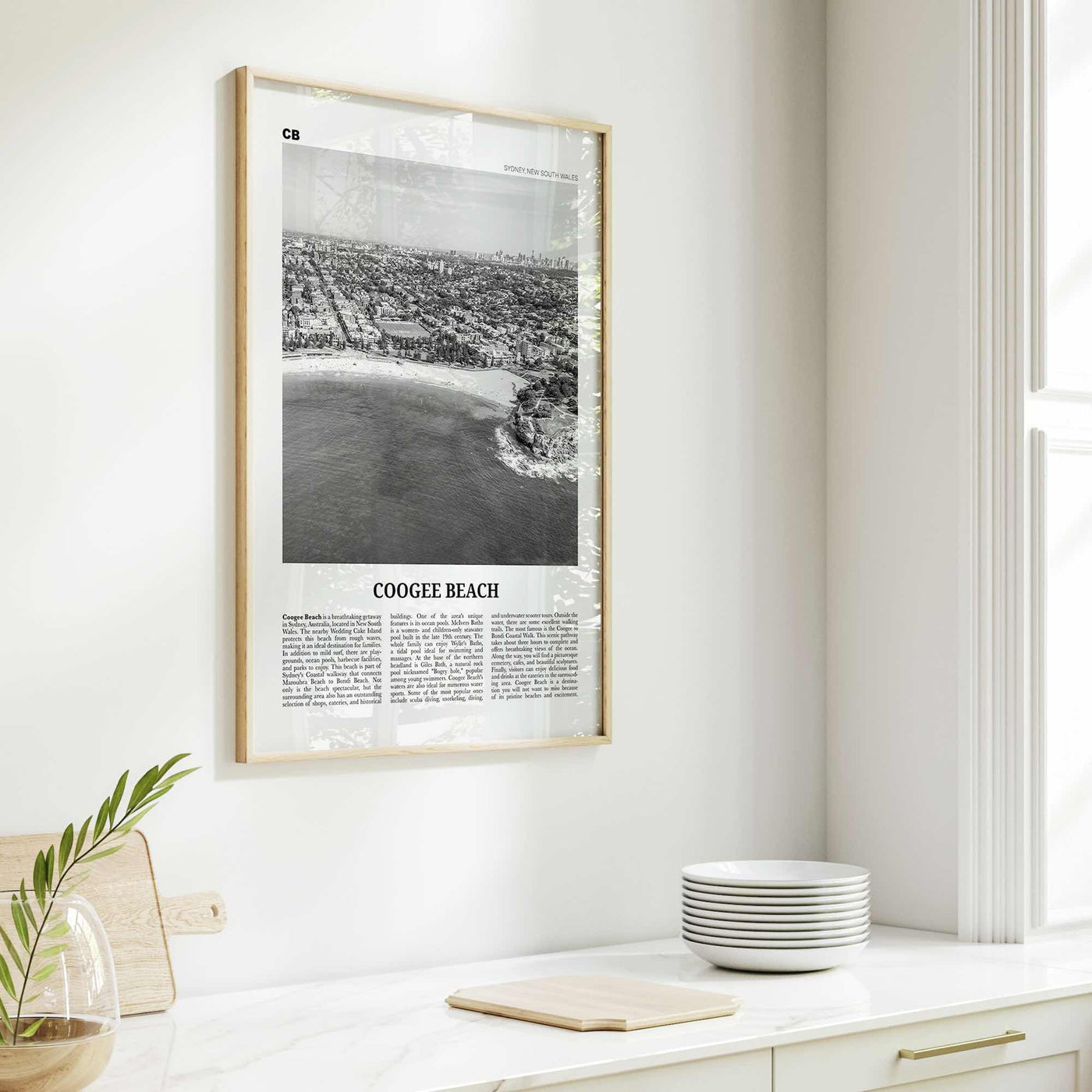 Coogee Beach Print Black and White No 2, Coogee Beach Wall Art, Coogee Beach Poster, Coogee Beach Photo, Coogee Beach Décor, Coogee Beach