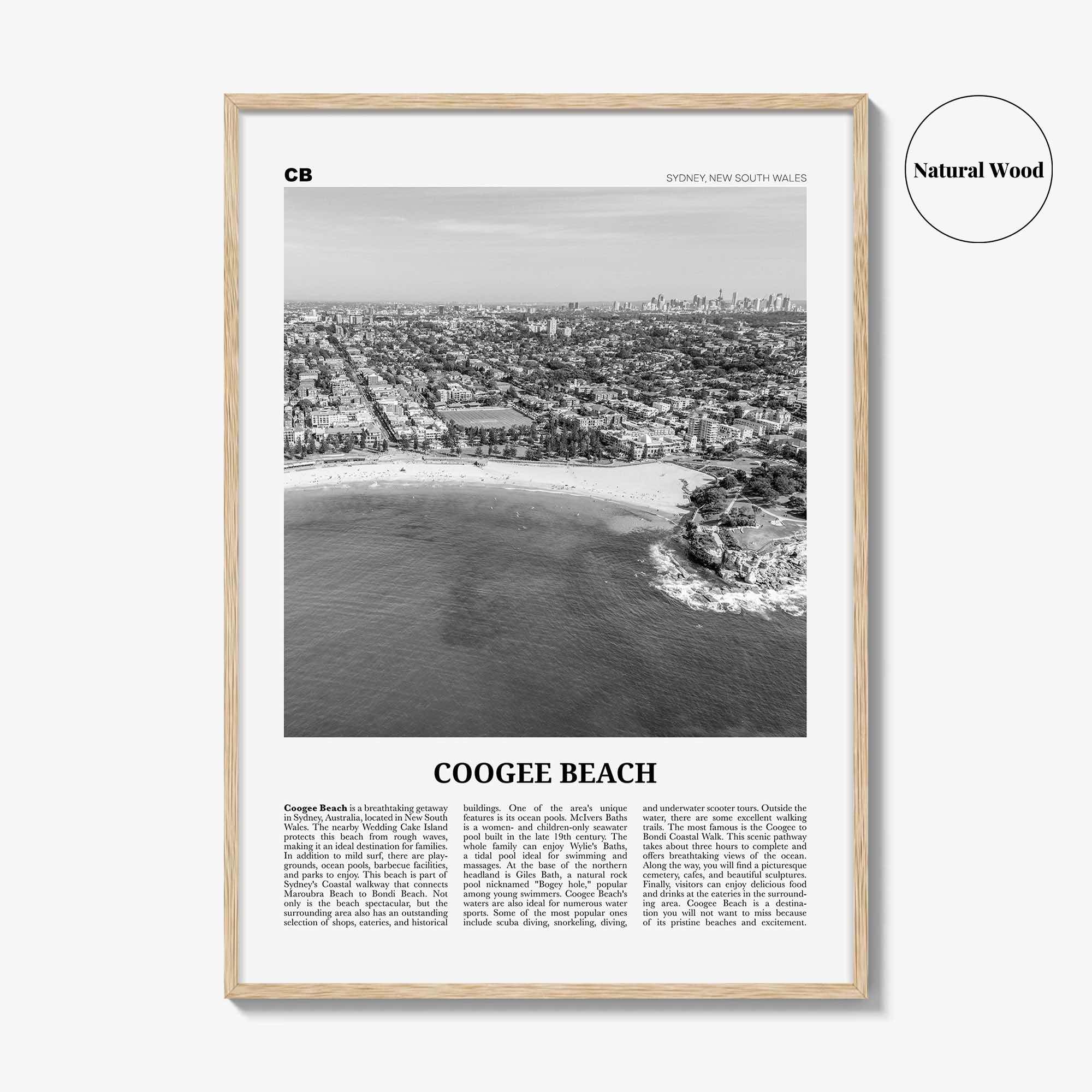 Coogee Beach Print Black and White No 2, Coogee Beach Wall Art, Coogee Beach Poster, Coogee Beach Photo, Coogee Beach Décor, Coogee Beach