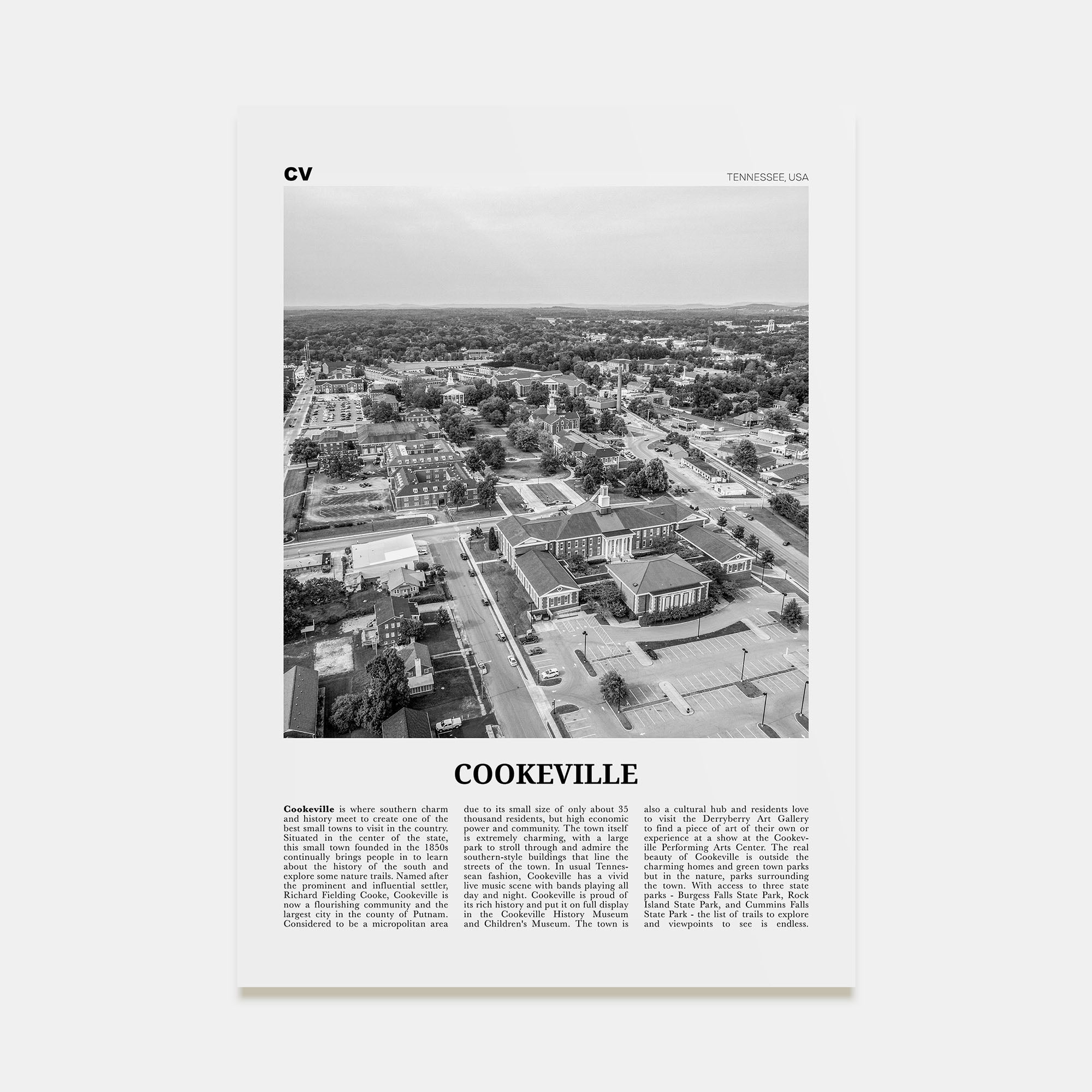 Cookeville Travel B&W Poster