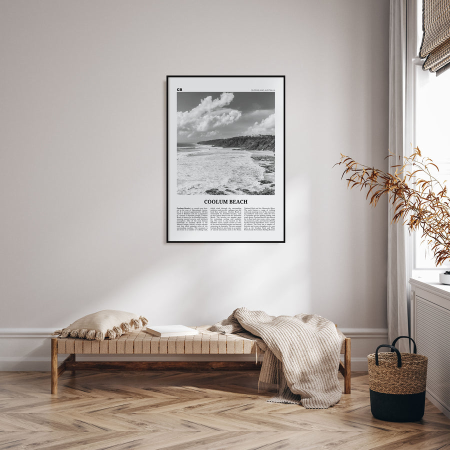 Coolum Beach Travel B&W Poster