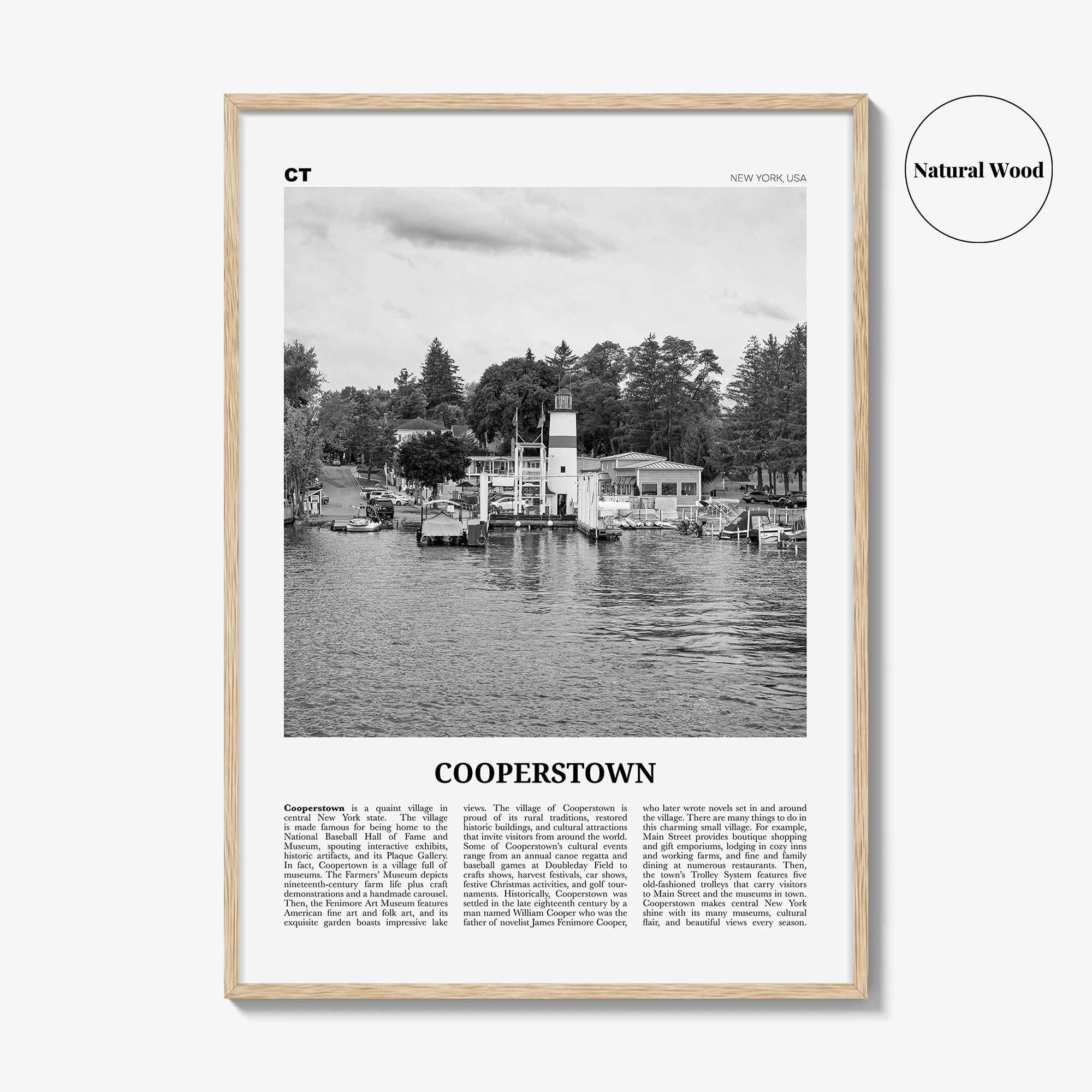 Cooperstown Print Black and White, Cooperstown Wall Art, Cooperstown Poster, Cooperstown Photo, Cooperstown Wall Décor, New York, USA