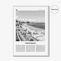 Copacabana Print Black and White, Copacabana Wall Art, Copacabana Poster, Copacabana Photo, Copacabana Map, Rio de Janeiro, Brazil