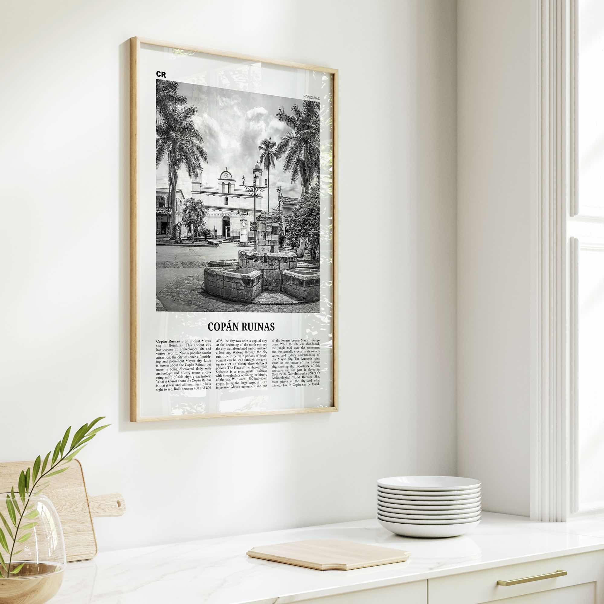 Copan Ruinas Print Black and White, Copan Ruinas Wall Art, Copán Ruinas Poster, Copán Ruinas Photo, Copán Ruinas Wall Décor, Honduras