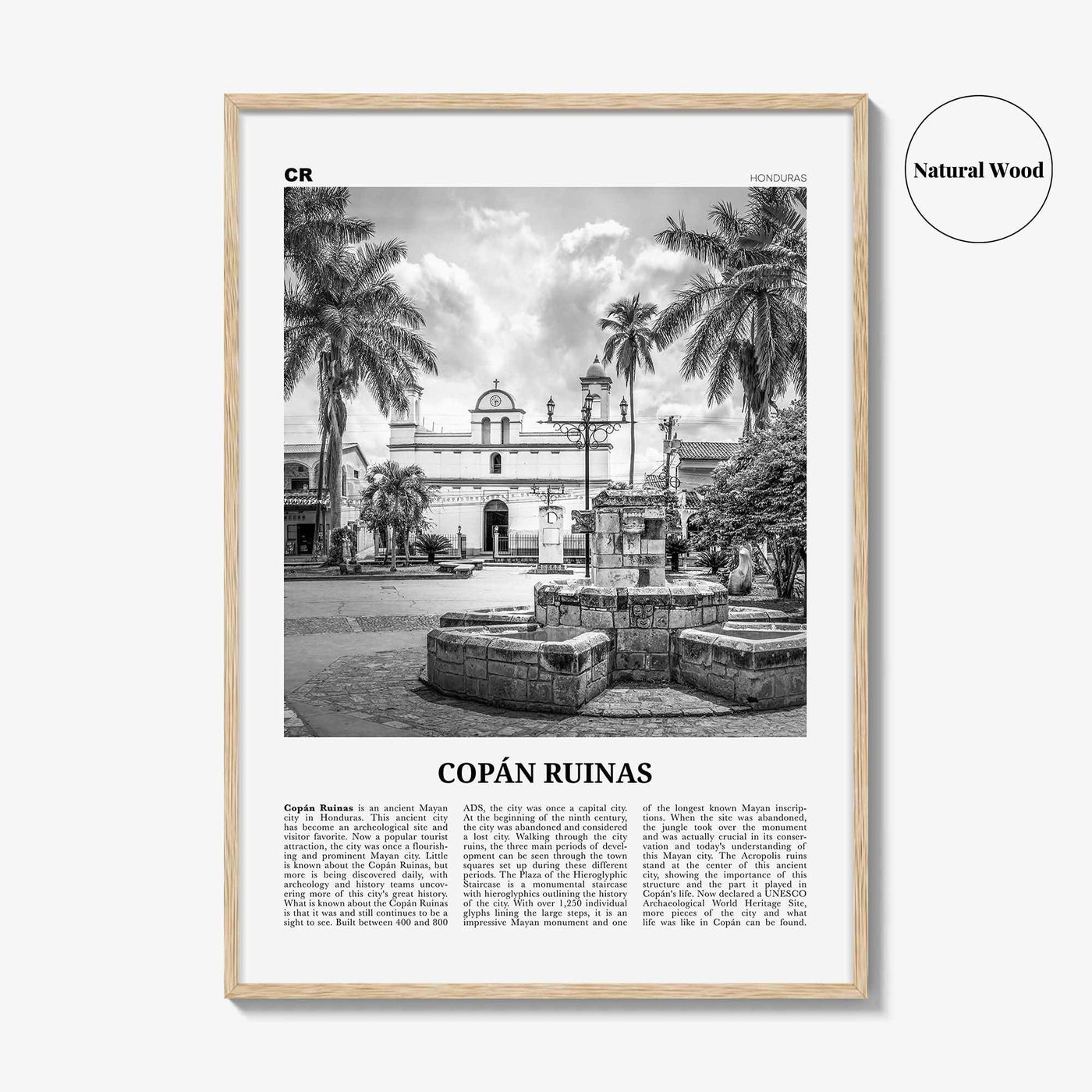 Copan Ruinas Print Black and White, Copan Ruinas Wall Art, Copán Ruinas Poster, Copán Ruinas Photo, Copán Ruinas Wall Décor, Honduras