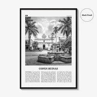 Copan Ruinas Print Black and White, Copan Ruinas Wall Art, Copán Ruinas Poster, Copán Ruinas Photo, Copán Ruinas Wall Décor, Honduras