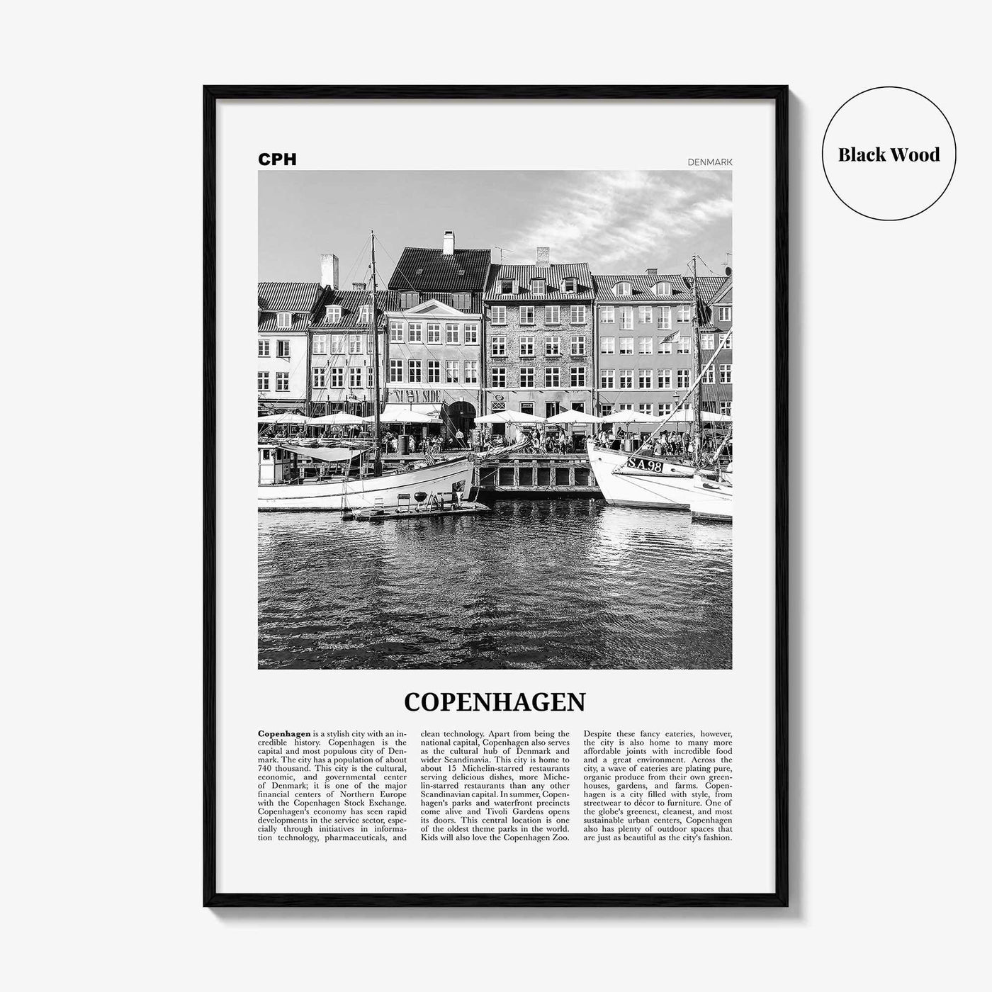 Copenhagen Print Black and White No 1, Copenhagen Wall Art, Copenhagen Poster, Copenhagen Photo, København, Danmark, Denmark, Europe