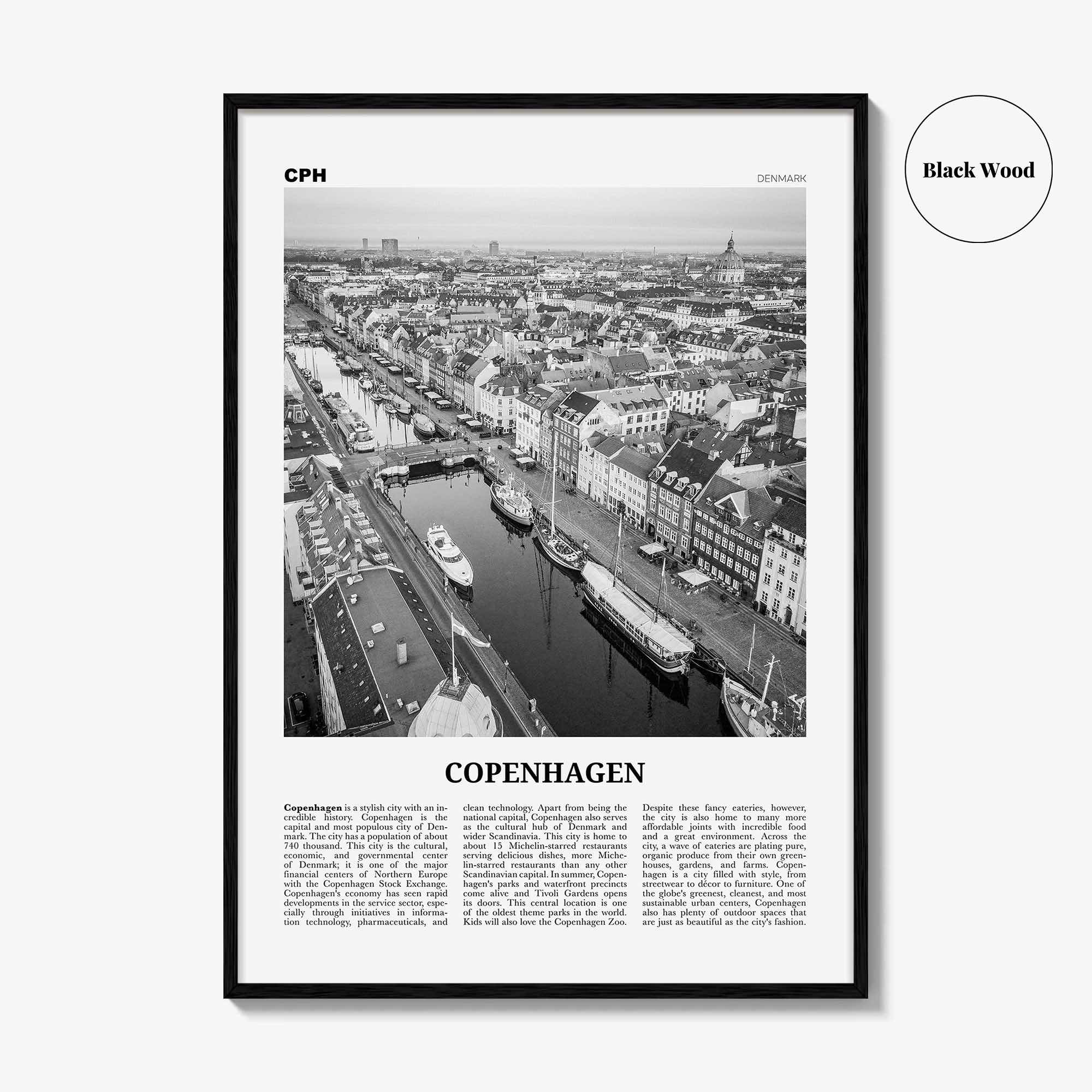 Copenhagen Print Black and White No 2, Copenhagen Wall Art, Copenhagen Poster, Copenhagen Photo, København, Danmark, Denmark, Europe