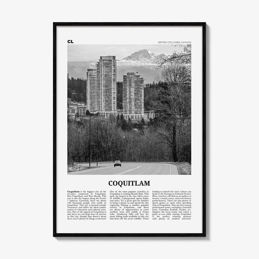 Coquitlam Print Black and White No 1, Coquitlam Wall Art, Coquitlam Poster, Coquitlam Photo, Coquitlam Wall Décor, Coquitlam Map Canada