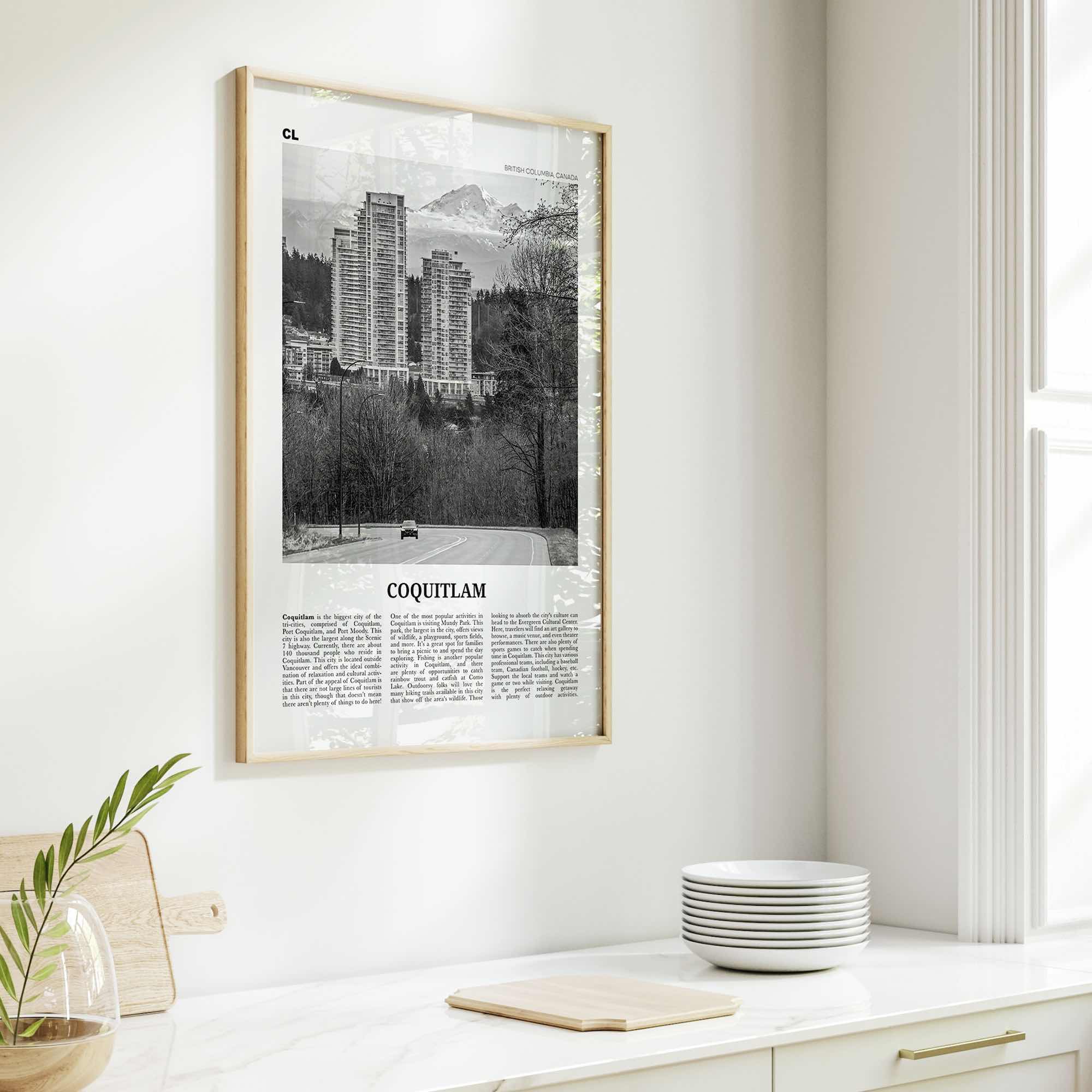 Coquitlam Print Black and White No 1, Coquitlam Wall Art, Coquitlam Poster, Coquitlam Photo, Coquitlam Wall Décor, Coquitlam Map Canada