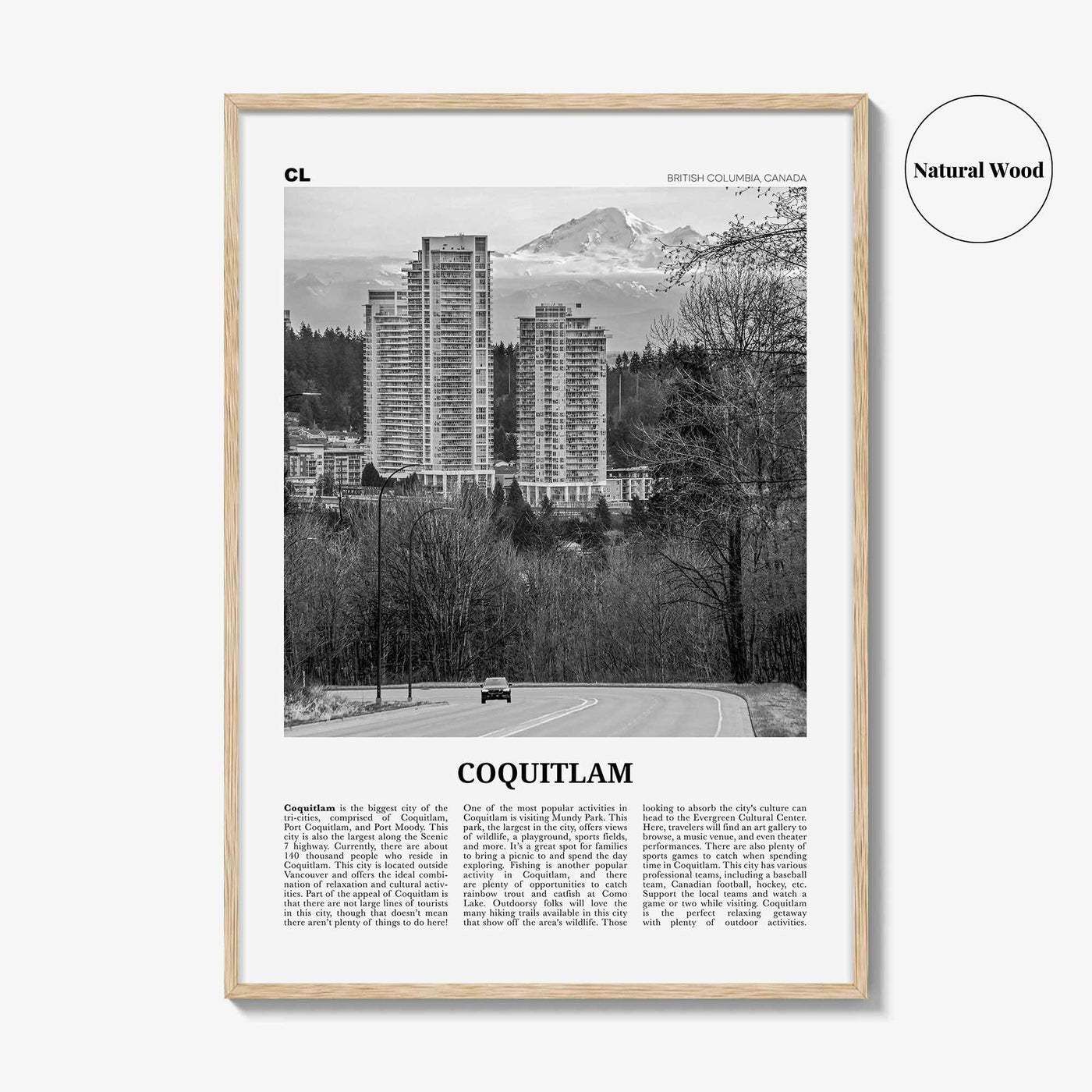 Coquitlam Print Black and White No 1, Coquitlam Wall Art, Coquitlam Poster, Coquitlam Photo, Coquitlam Wall Décor, Coquitlam Map Canada