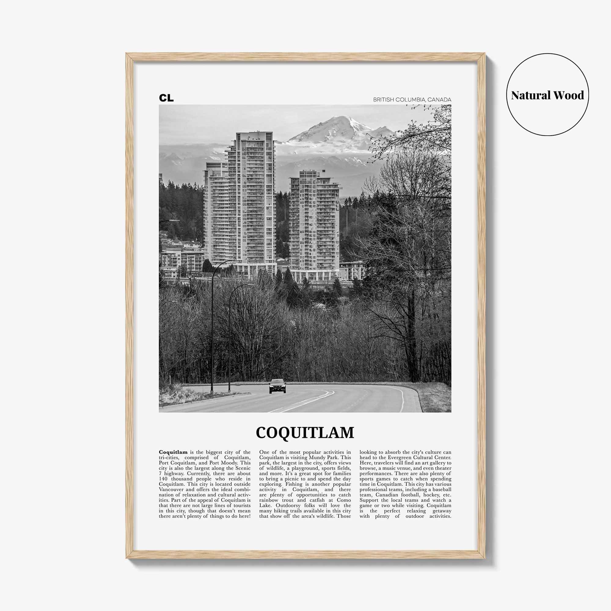 Coquitlam Print Black and White No 1, Coquitlam Wall Art, Coquitlam Poster, Coquitlam Photo, Coquitlam Wall Décor, Coquitlam Map Canada