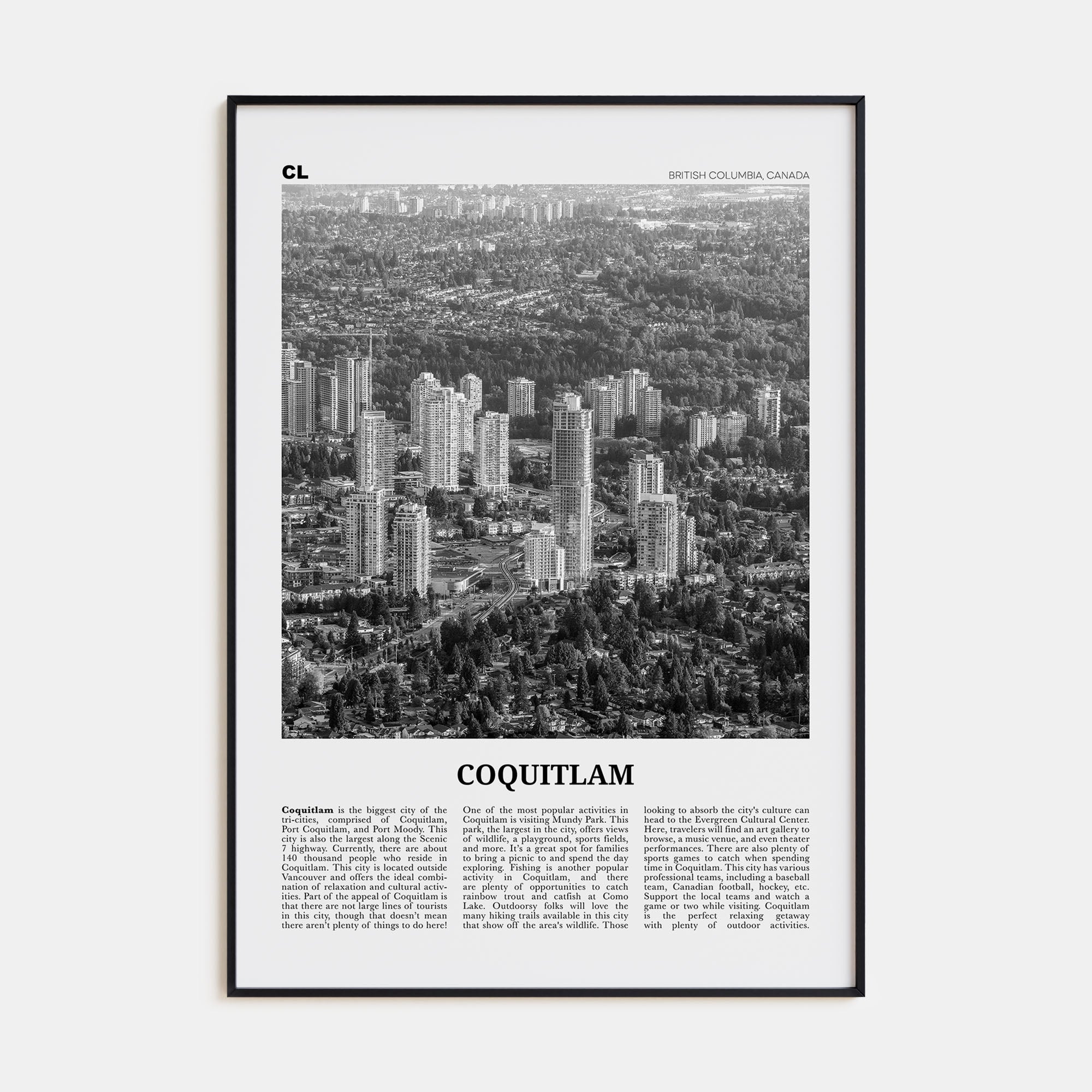 Coquitlam Travel B&W No 2 Poster