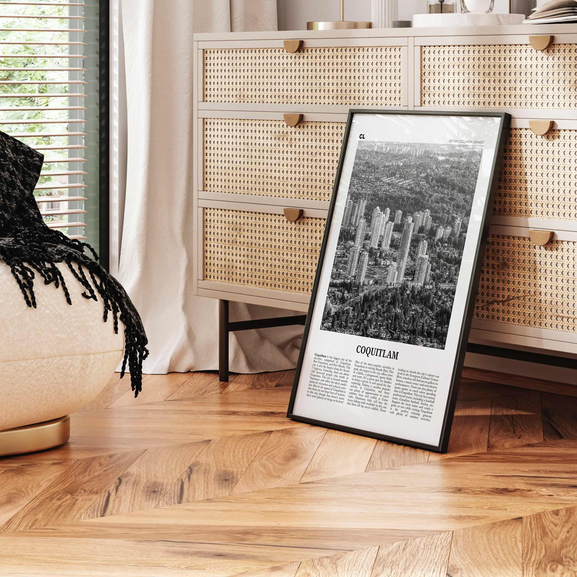 Coquitlam Print Black and White No 2, Coquitlam Wall Art, Coquitlam Poster, Coquitlam Photo, Coquitlam Wall Décor, Coquitlam Map, Canada