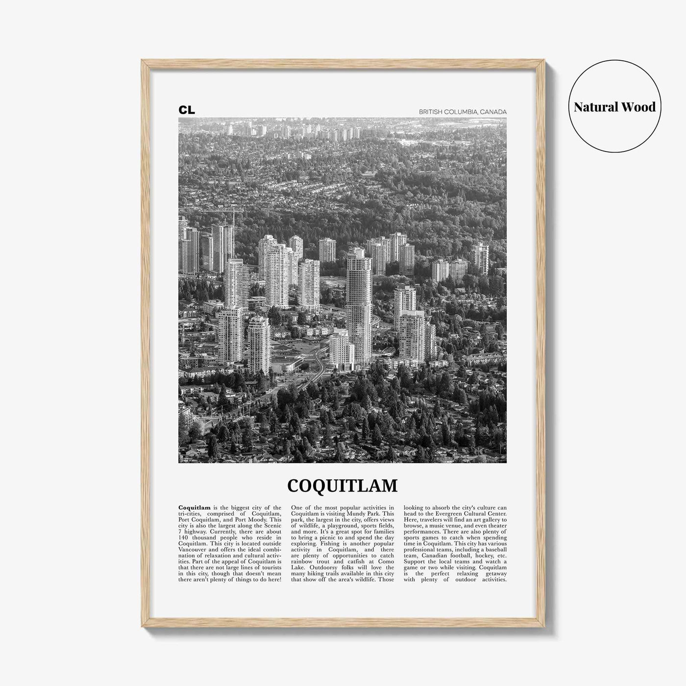 Coquitlam Print Black and White No 2, Coquitlam Wall Art, Coquitlam Poster, Coquitlam Photo, Coquitlam Wall Décor, Coquitlam Map, Canada