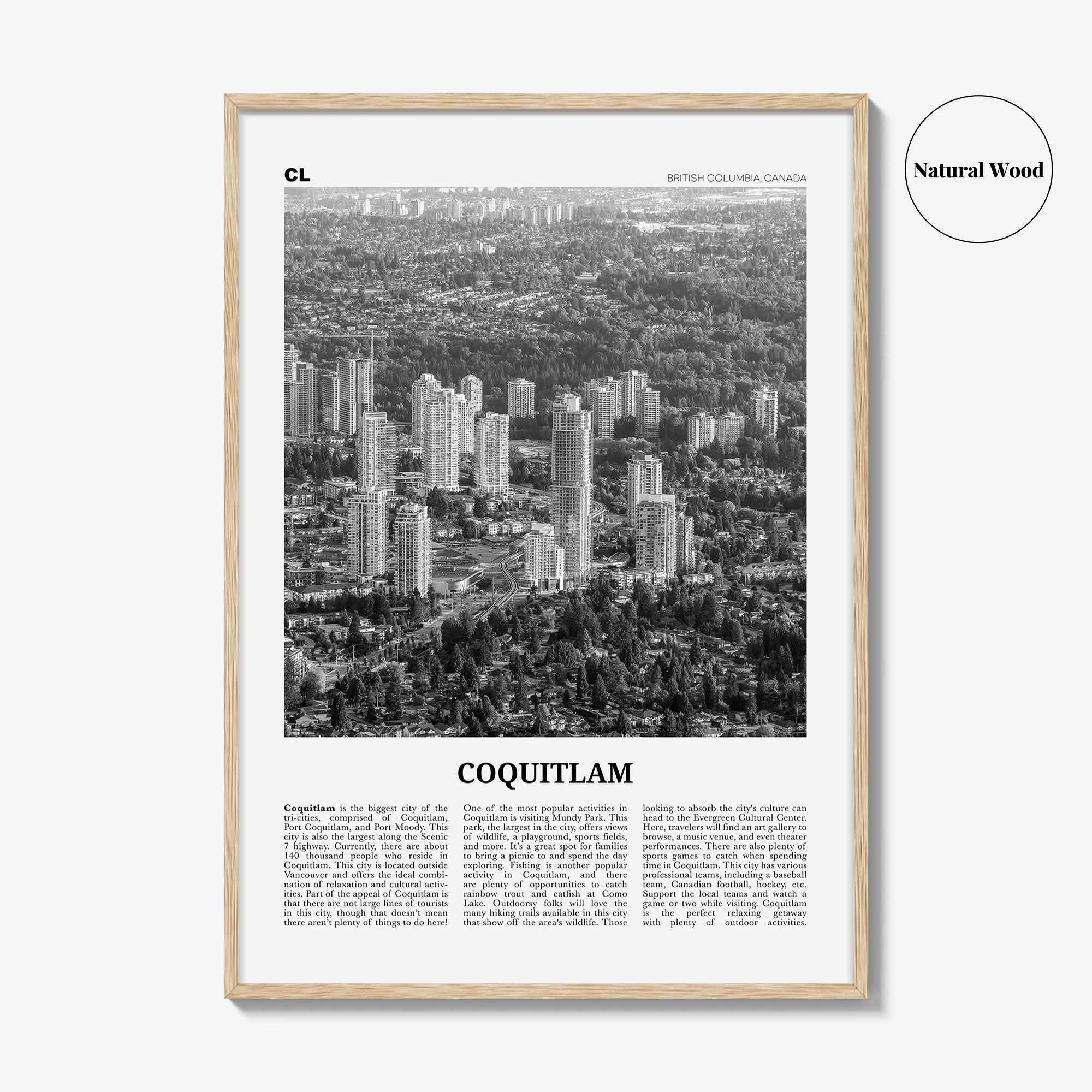 Coquitlam Print Black and White No 2, Coquitlam Wall Art, Coquitlam Poster, Coquitlam Photo, Coquitlam Wall Décor, Coquitlam Map, Canada