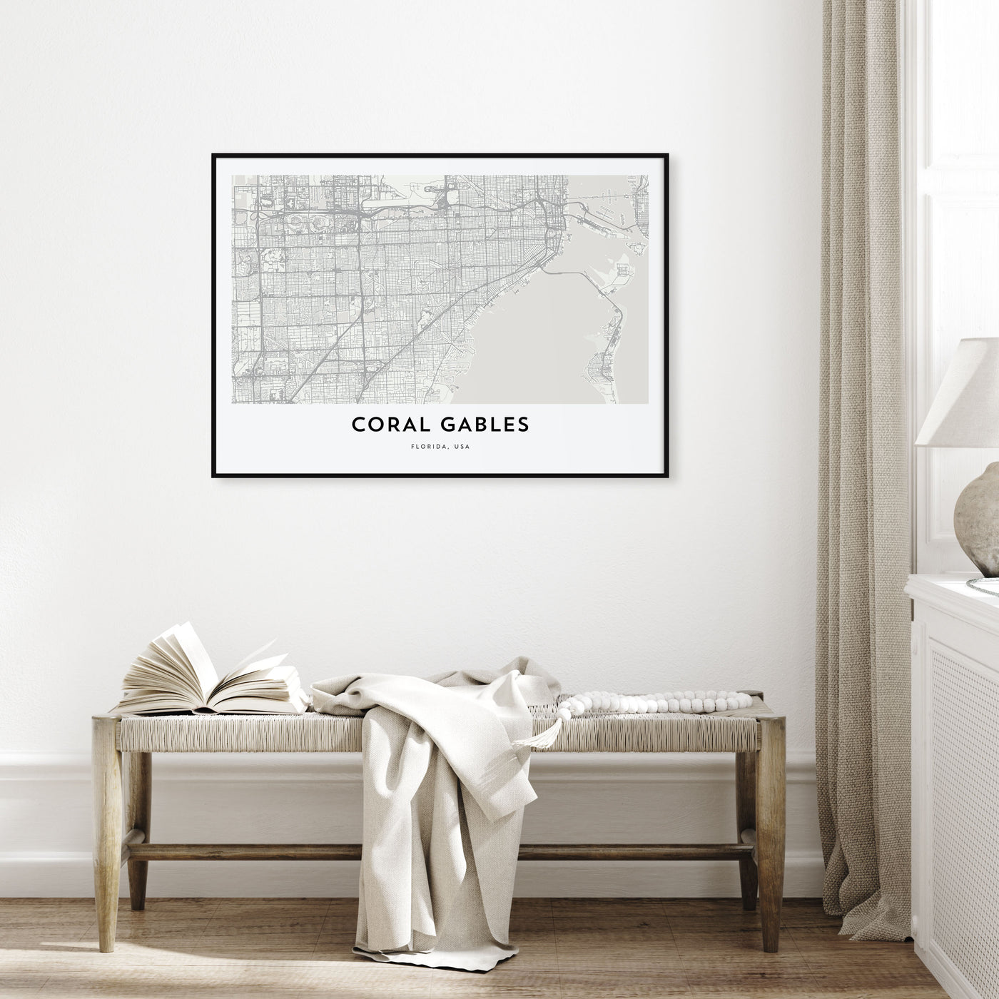 Coral Gables Map Landscape Poster