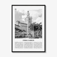 Coral Gables Print Black and White, Coral Gables Wall Art, Coral Gables Poster, Coral Gables Photo, Coral Gables Wall Décor, Florida, USA