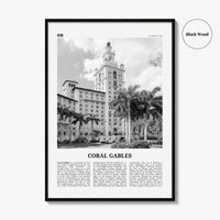 Coral Gables Print Black and White, Coral Gables Wall Art, Coral Gables Poster, Coral Gables Photo, Coral Gables Wall Décor, Florida, USA