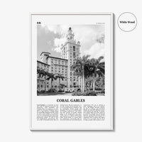 Coral Gables Print Black and White, Coral Gables Wall Art, Coral Gables Poster, Coral Gables Photo, Coral Gables Wall Décor, Florida, USA