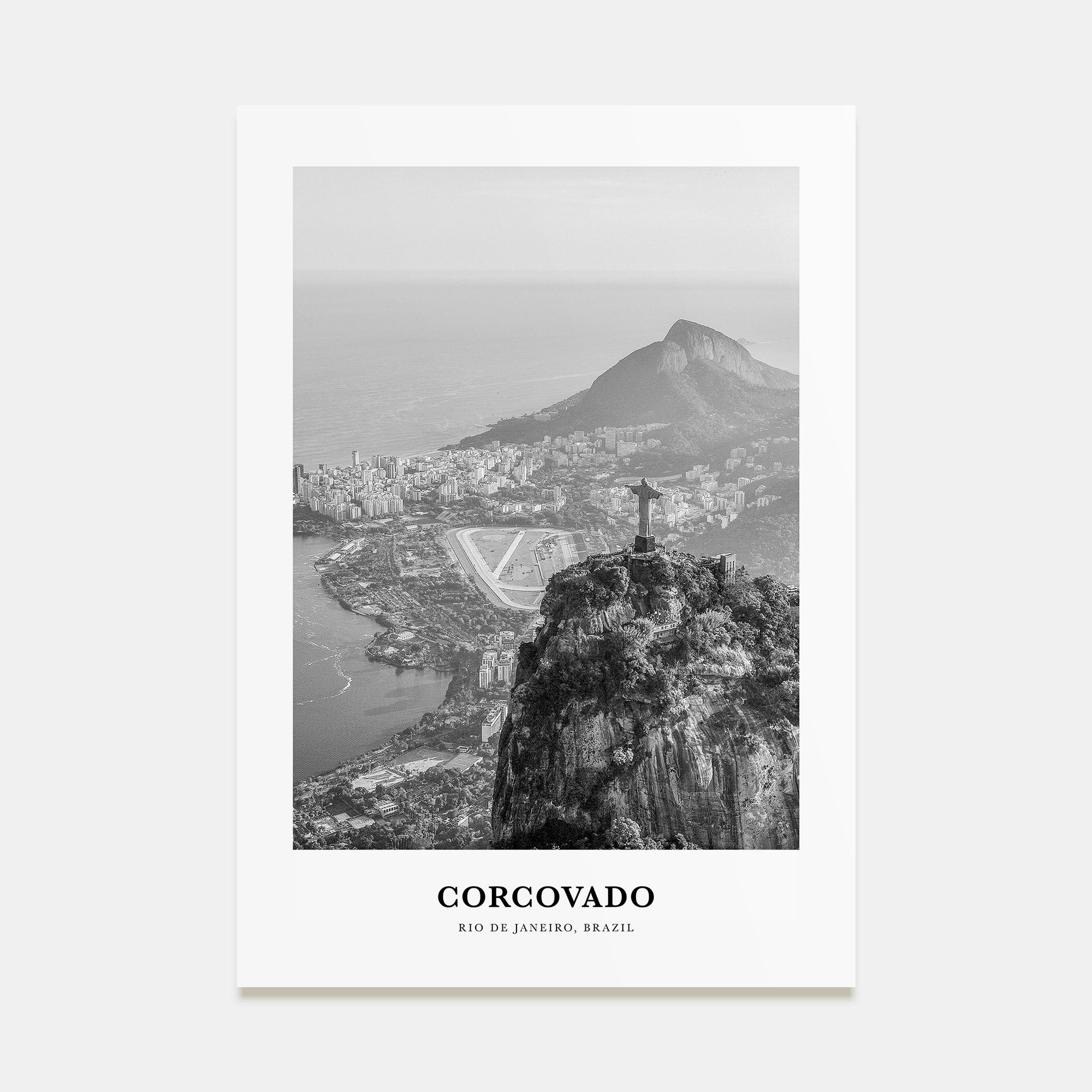 Corcovado Portrait B&W Poster