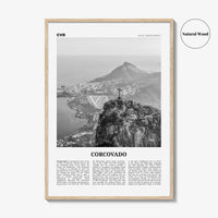 Corcovado Print Black and White, Corcovado Wall Art, Corcovado Poster, Corcovado Photo, Corcovado Map, Rio de Janeiro, Brazil