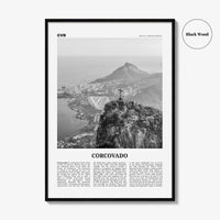 Corcovado Print Black and White, Corcovado Wall Art, Corcovado Poster, Corcovado Photo, Corcovado Map, Rio de Janeiro, Brazil