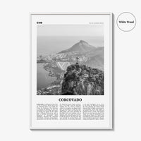 Corcovado Print Black and White, Corcovado Wall Art, Corcovado Poster, Corcovado Photo, Corcovado Map, Rio de Janeiro, Brazil