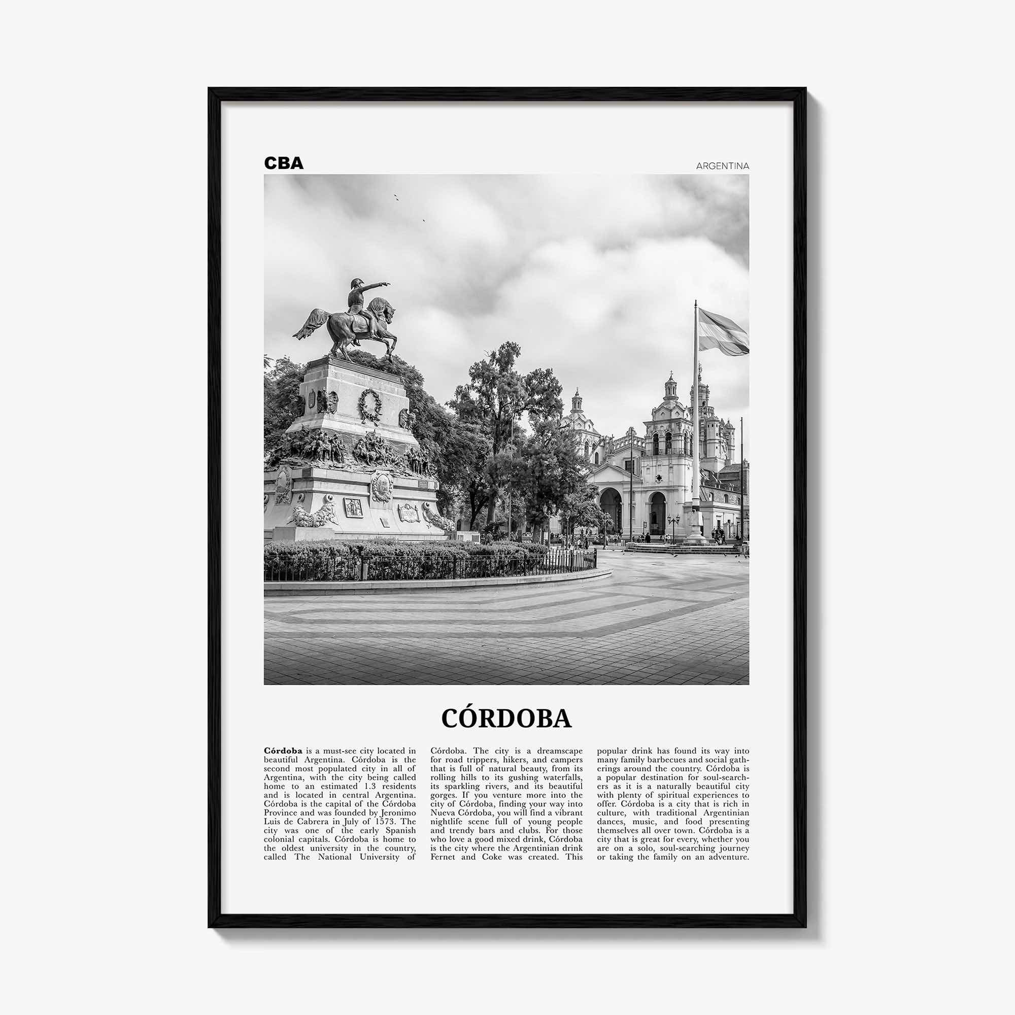Cordoba Print Black and White Argentina, Córdoba Wall Art, Córdoba Poster, Córdoba Photo, Córdoba Wall Décor, Ciudad de Córdoba