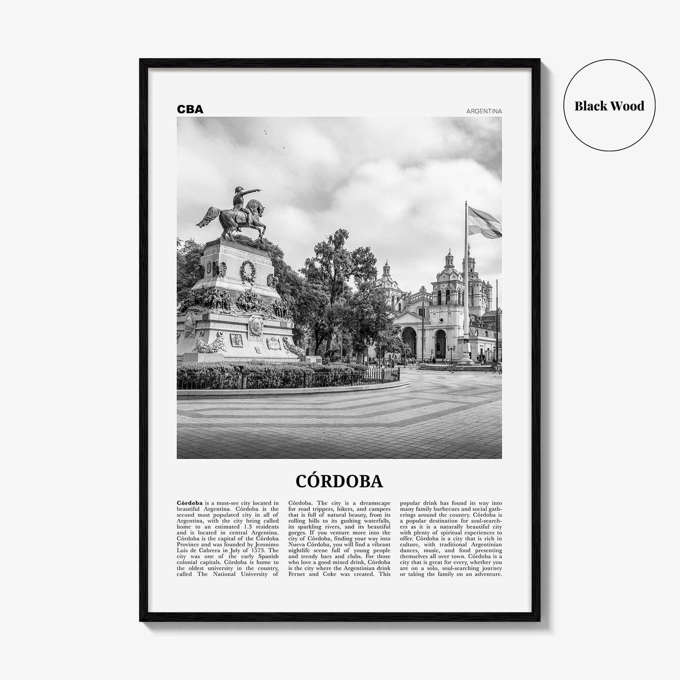 Cordoba Print Black and White Argentina, Córdoba Wall Art, Córdoba Poster, Córdoba Photo, Córdoba Wall Décor, Ciudad de Córdoba