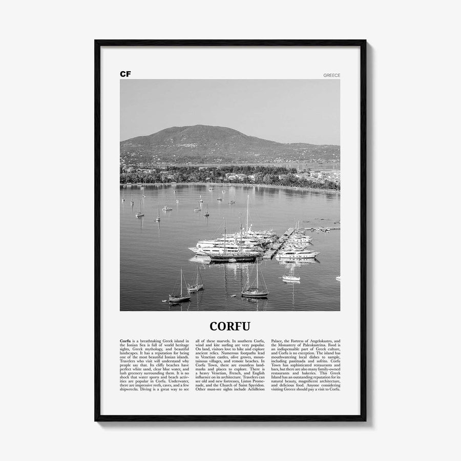 Corfu Print Black and White, Corfu Wall Art, Corfu Poster, Corfu Photo, Corfu Wall Décor, Kerkyra, Κέρκυρα, Greece, Ionian Islands