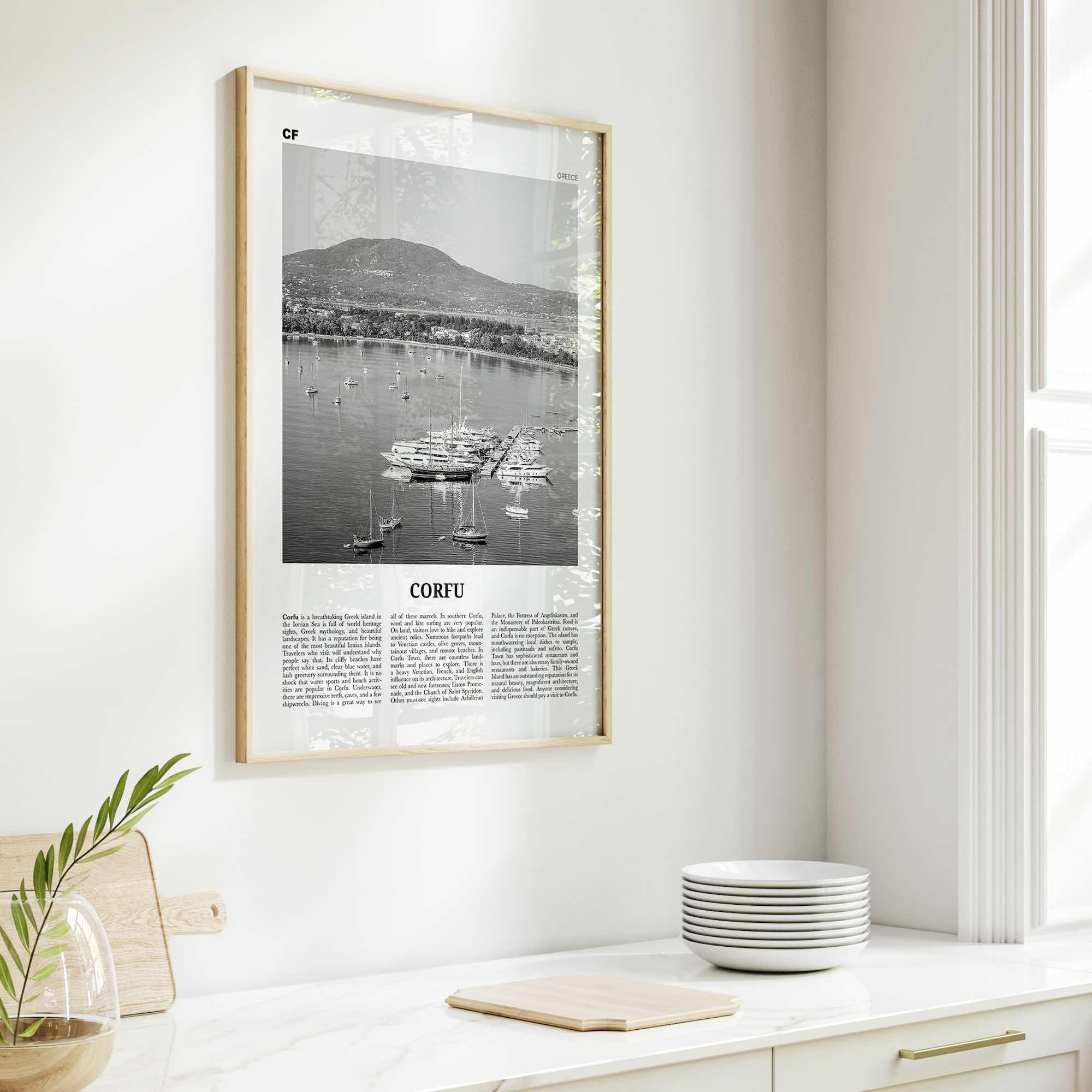 Corfu Print Black and White, Corfu Wall Art, Corfu Poster, Corfu Photo, Corfu Wall Décor, Kerkyra, Κέρκυρα, Greece, Ionian Islands