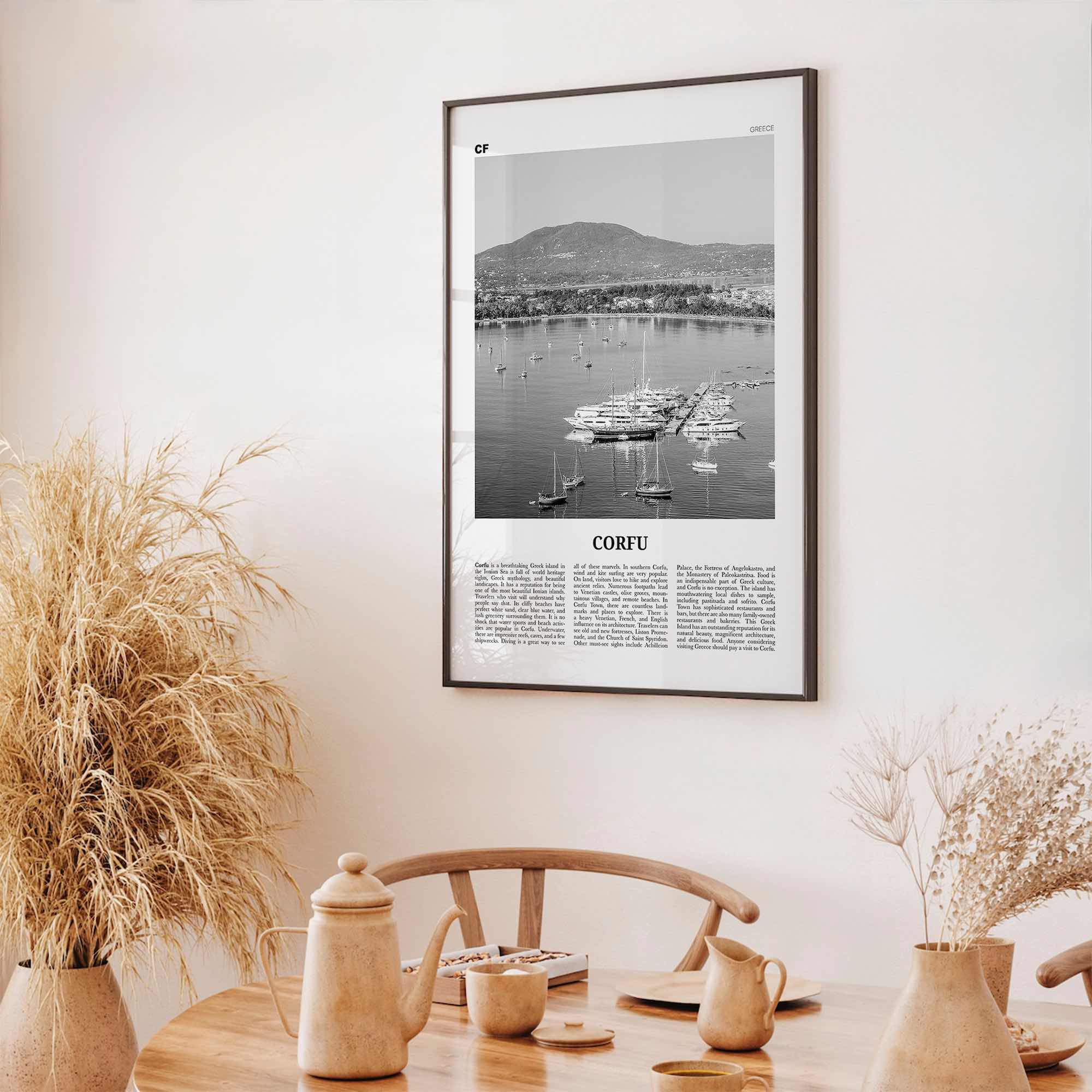 Corfu Print Black and White, Corfu Wall Art, Corfu Poster, Corfu Photo, Corfu Wall Décor, Kerkyra, Κέρκυρα, Greece, Ionian Islands