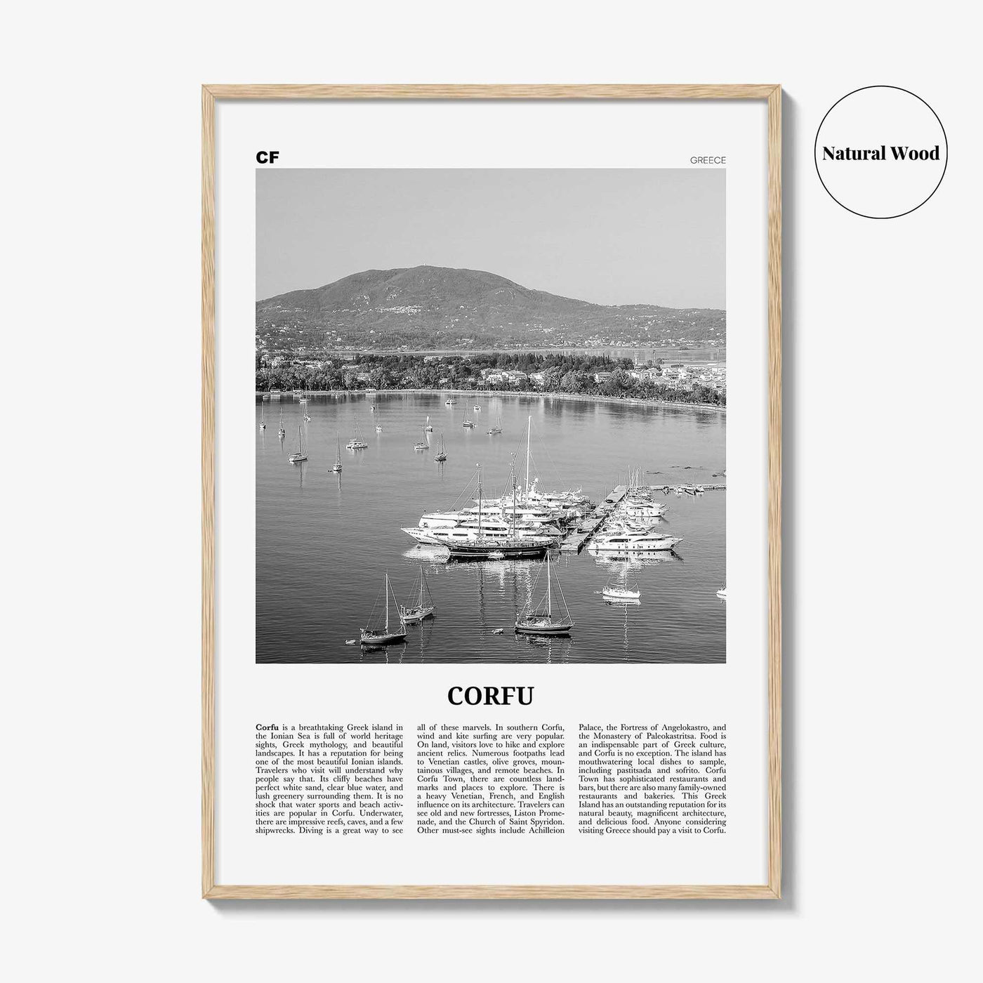 Corfu Print Black and White, Corfu Wall Art, Corfu Poster, Corfu Photo, Corfu Wall Décor, Kerkyra, Κέρκυρα, Greece, Ionian Islands
