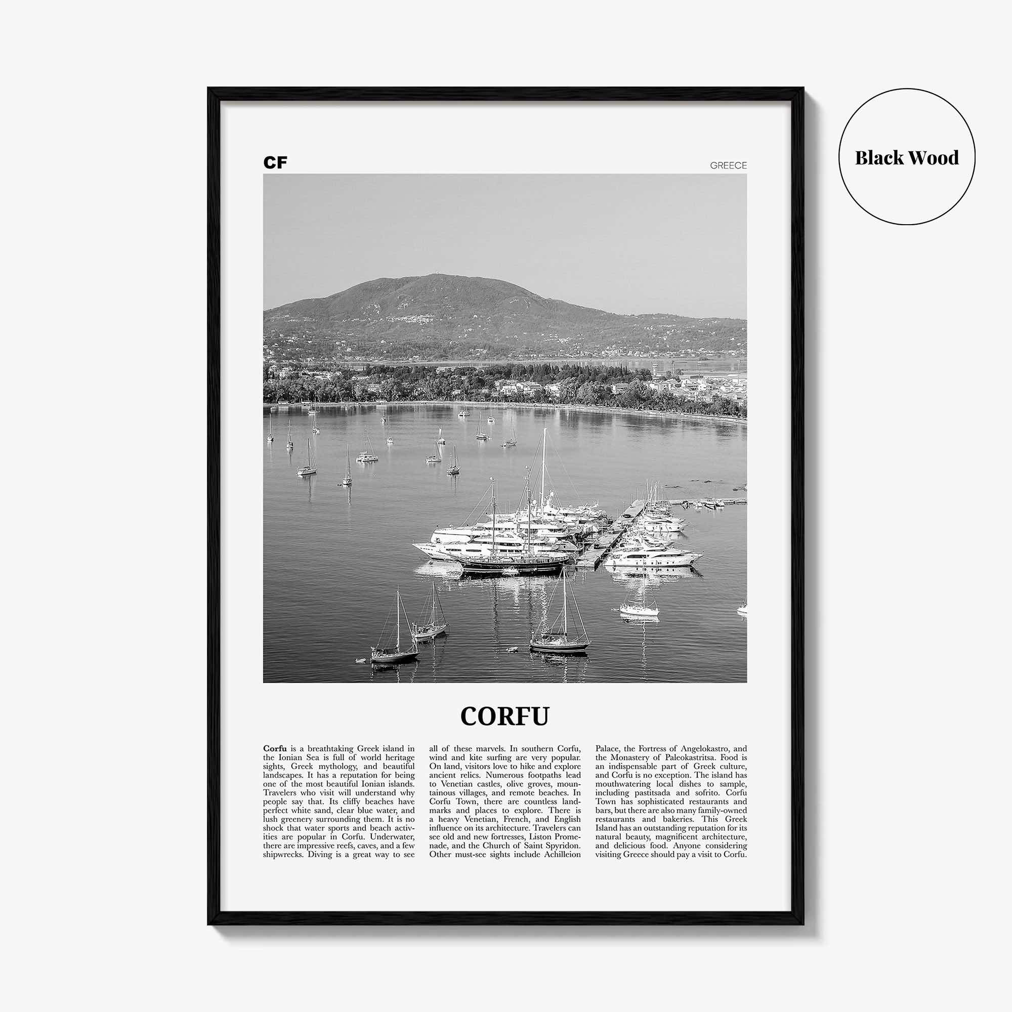 Corfu Print Black and White, Corfu Wall Art, Corfu Poster, Corfu Photo, Corfu Wall Décor, Kerkyra, Κέρκυρα, Greece, Ionian Islands