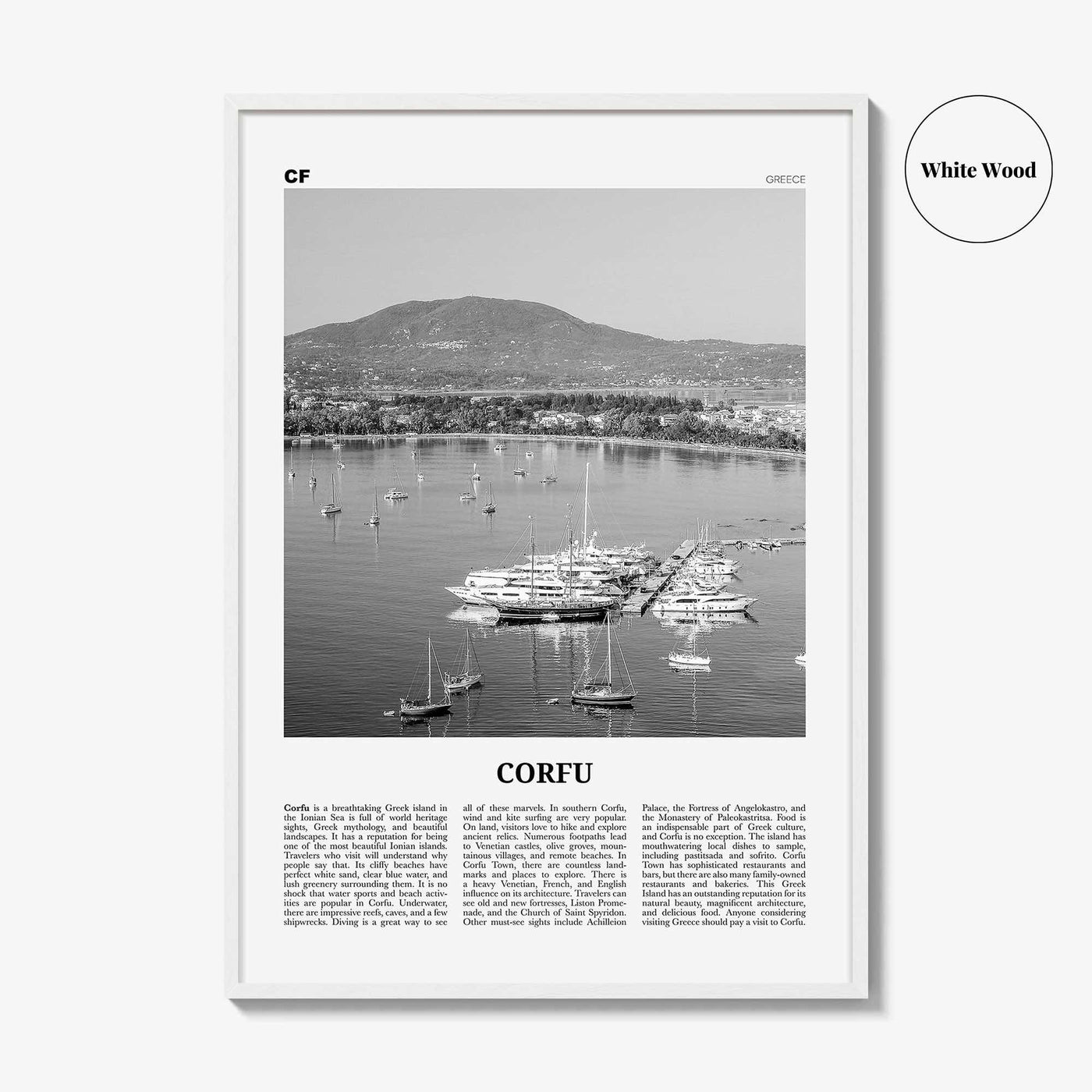 Corfu Print Black and White, Corfu Wall Art, Corfu Poster, Corfu Photo, Corfu Wall Décor, Kerkyra, Κέρκυρα, Greece, Ionian Islands