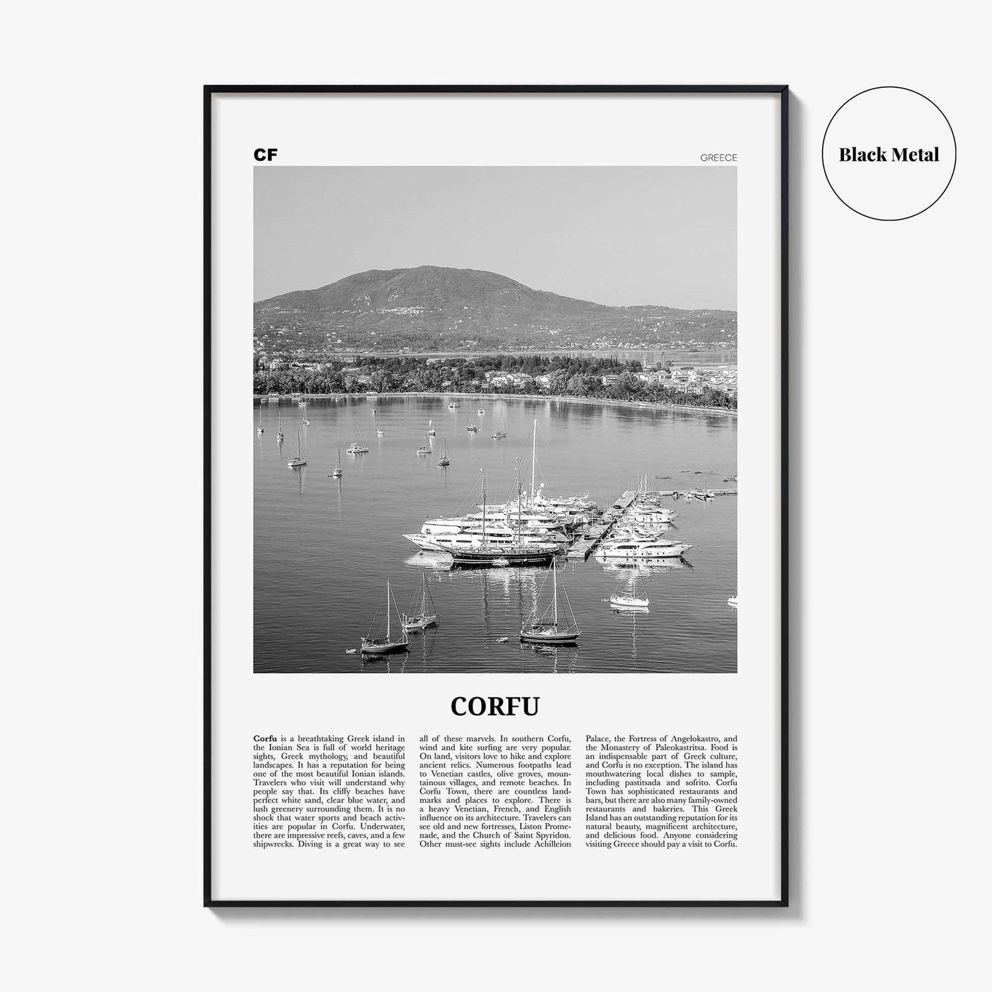 Corfu Print Black and White, Corfu Wall Art, Corfu Poster, Corfu Photo, Corfu Wall Décor, Kerkyra, Κέρκυρα, Greece, Ionian Islands